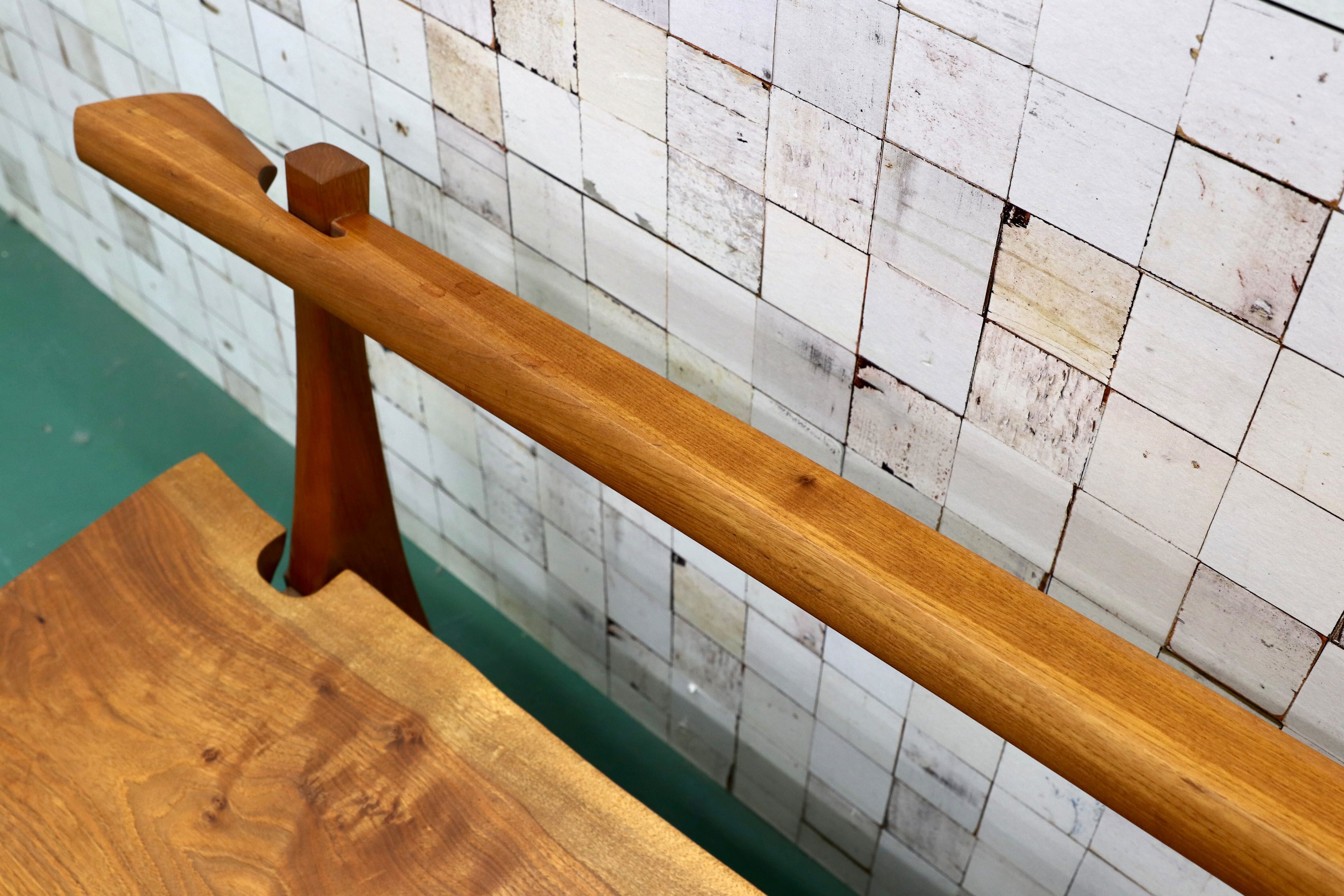 GMGS158○家具工房 ニングル 家具作家 吉田秀造 ベンチ 長椅子 無垢材 一枚板 オブジェ 稀少 検)ジョージナカシマ