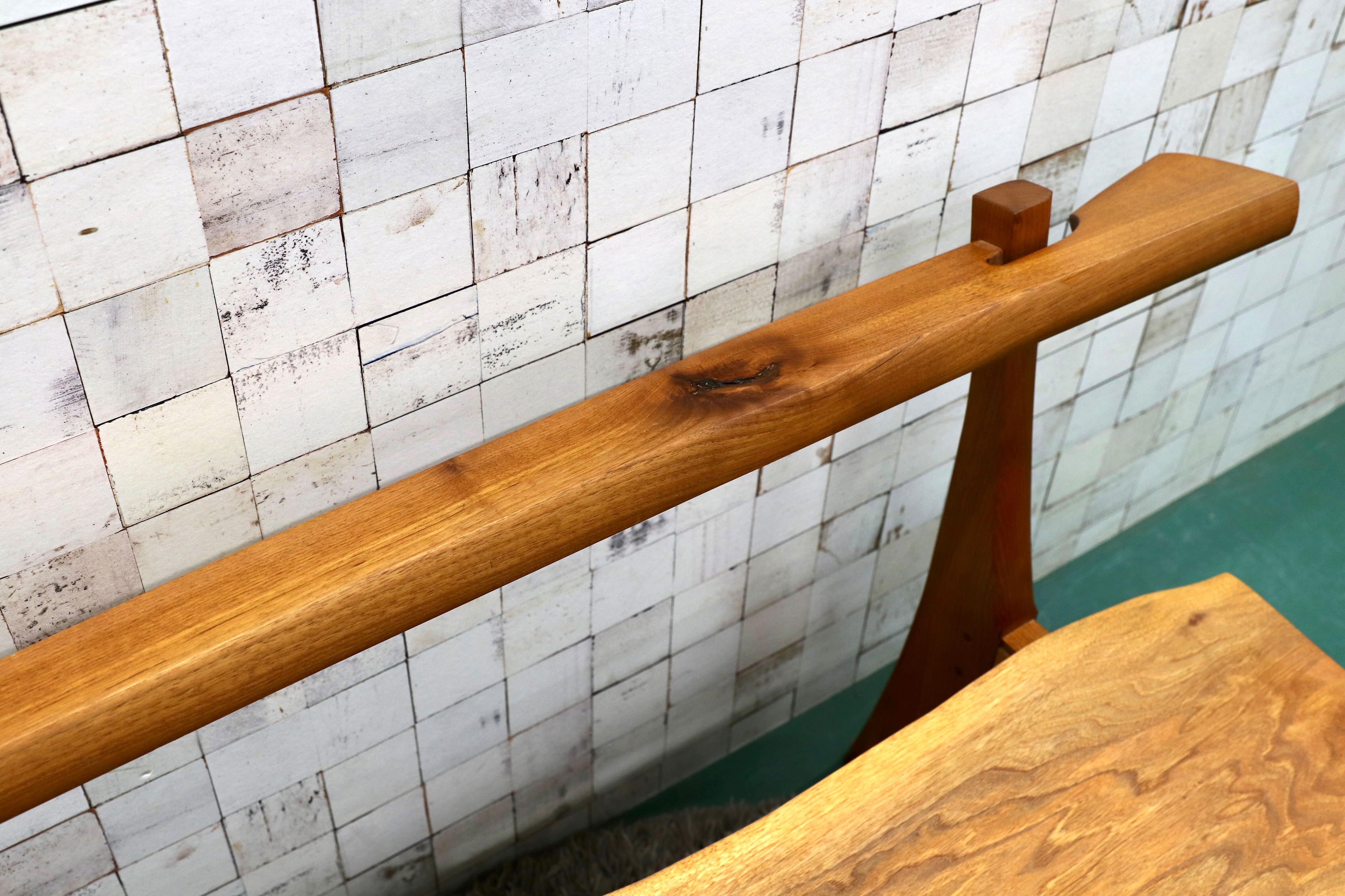 GMGS158○家具工房 ニングル 家具作家 吉田秀造 ベンチ 長椅子 無垢材 一枚板 オブジェ 稀少 検)ジョージナカシマ