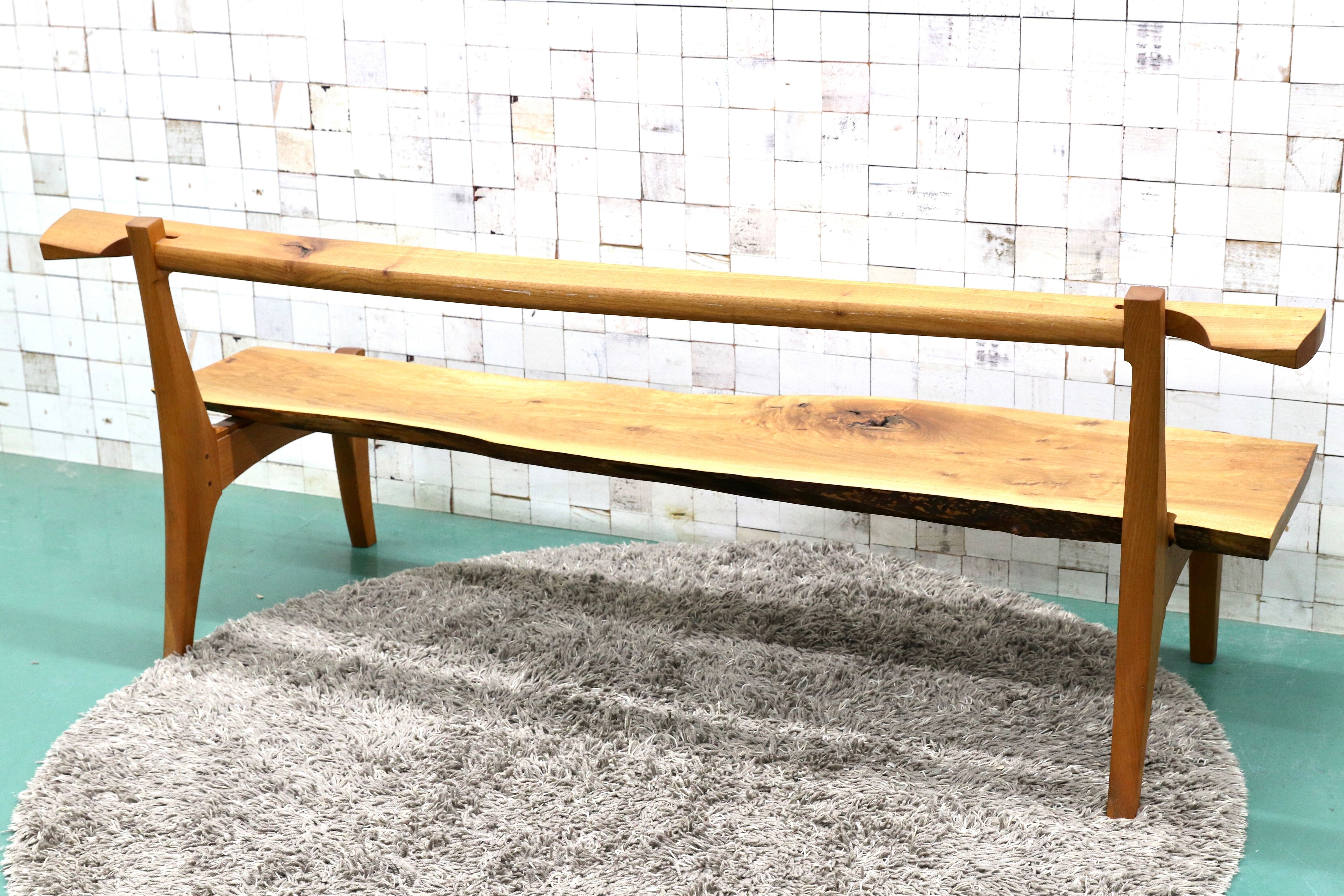 GMGS158○家具工房 ニングル 家具作家 吉田秀造 ベンチ 長椅子 無垢材 一枚板 オブジェ 稀少 検)ジョージナカシマ