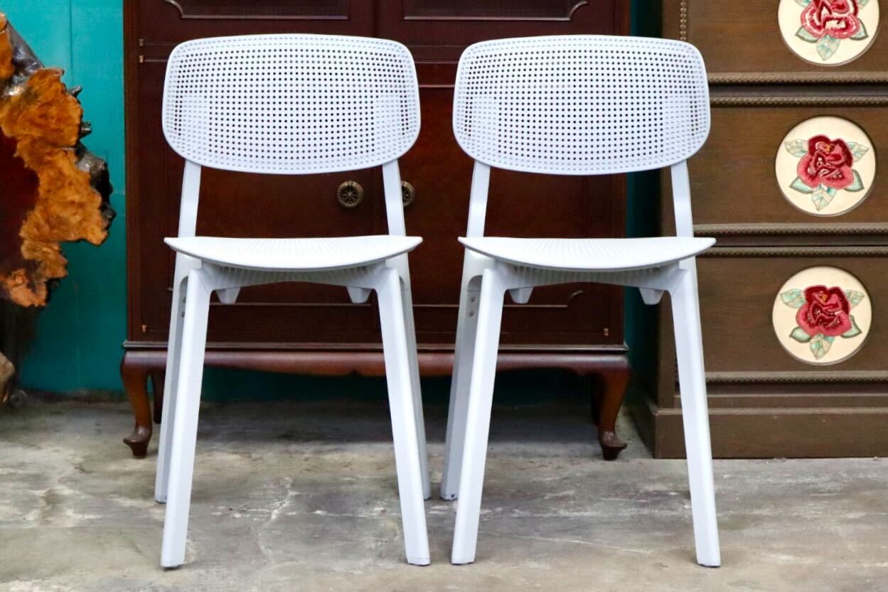 GMIS275K○KRISTALIA / クリスタリア COLANDER ダイニングチェア 椅子 2脚セット スタッキング モダン イタリア グレー 展示品 定価約10万