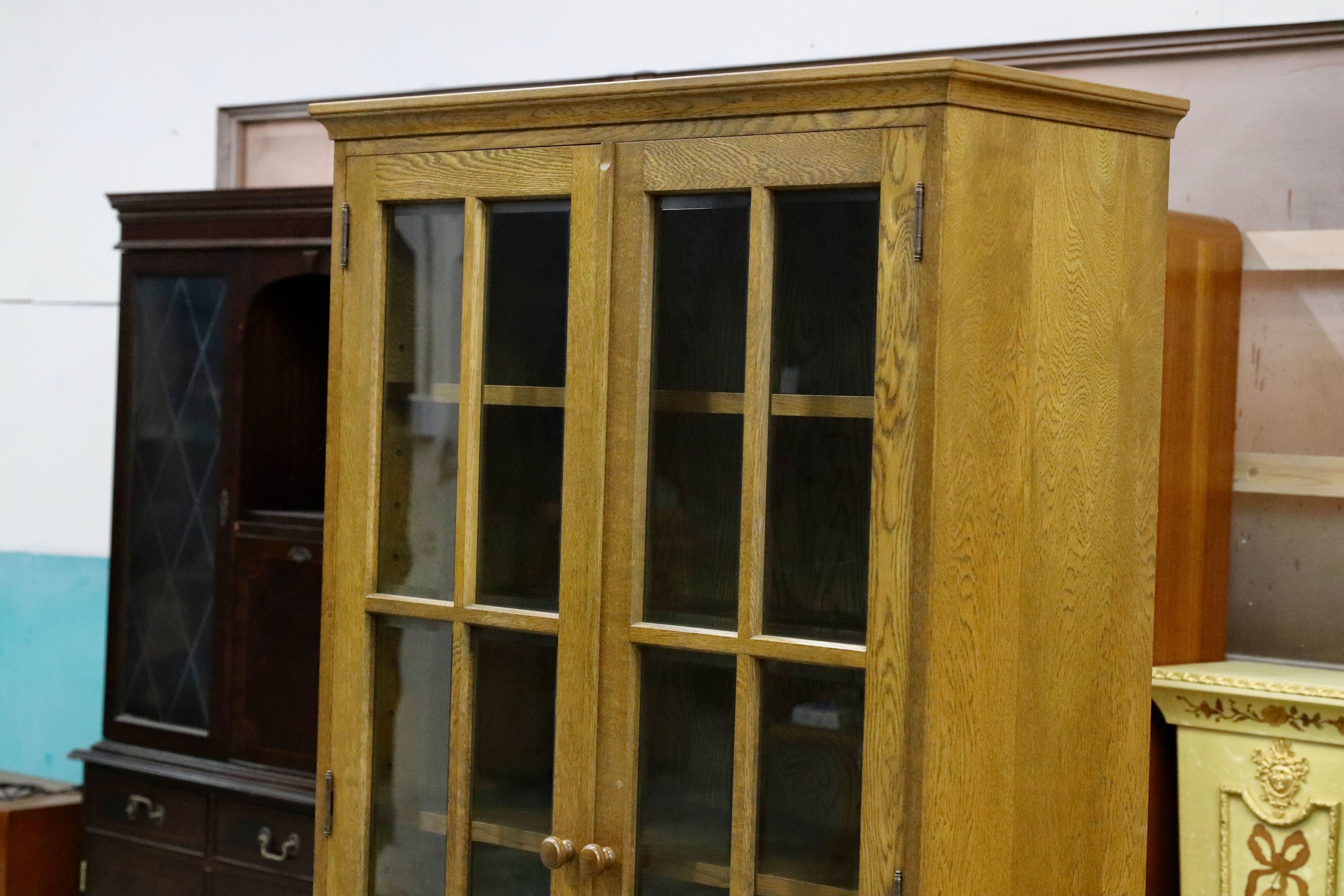 GMIK257○和光 楢材 ブックシェルフ 本棚 本箱 キャビネット 和モダン レトロ アンティーク調