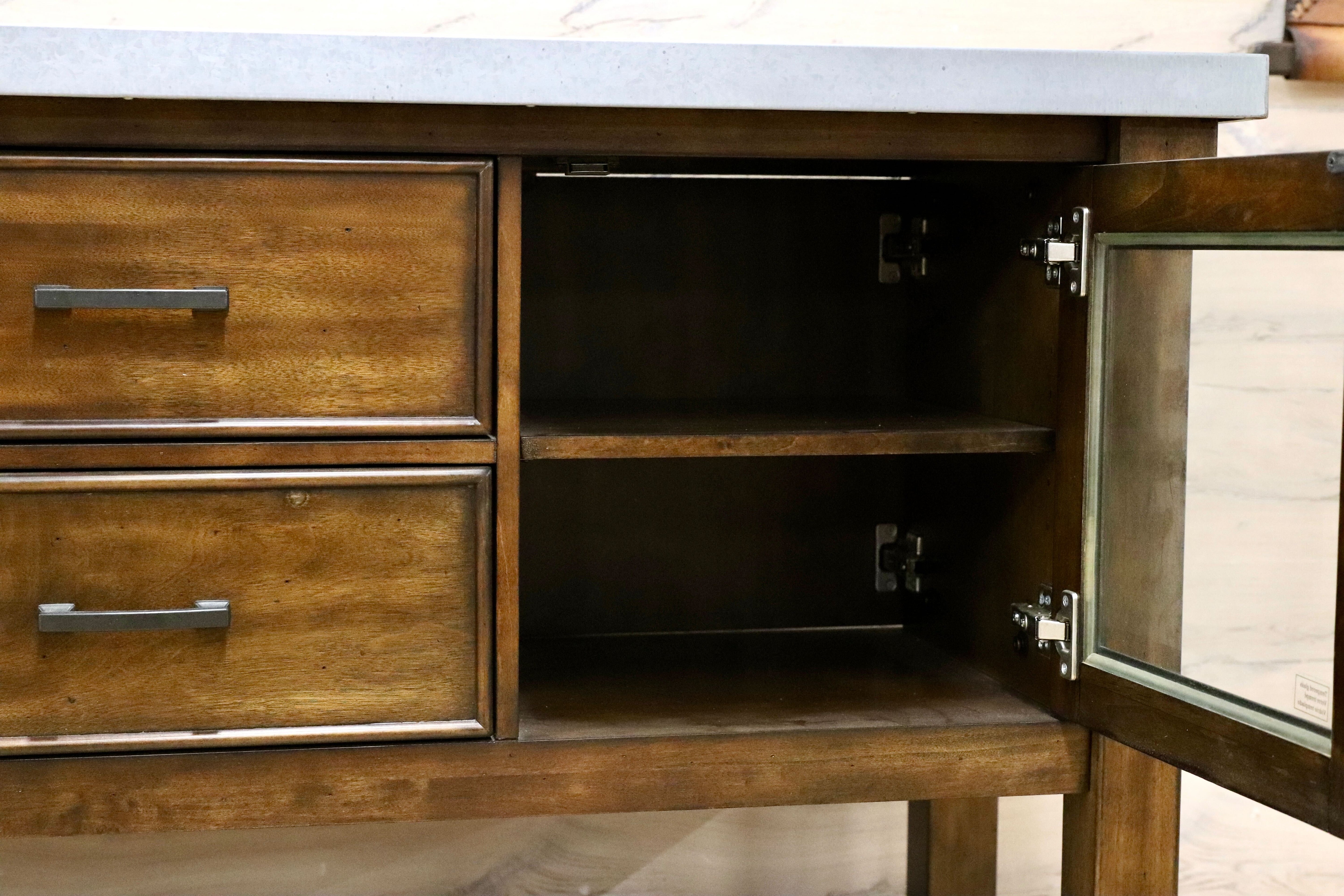 GMJK64○Bayside Furnishings キッチンアイランド カート キャスター付き カフェスタイル インダストリアル 収納家具