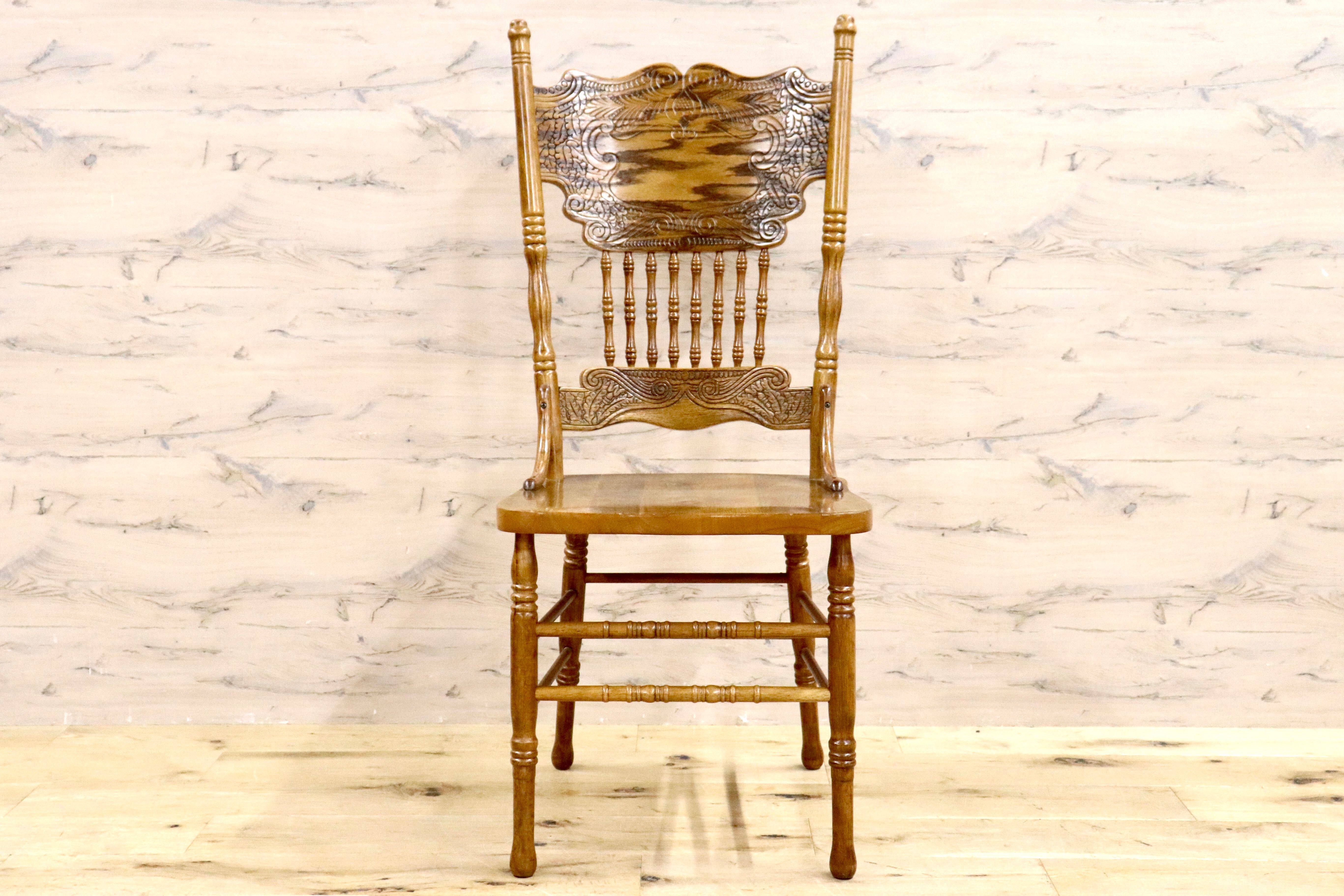 GMHK409B○IDC大塚家具 shin leeシンリー アンティーク 木製 ダイニングチェア 椅子 ウィンザーチェア 彫刻 カントリー 定価約10万