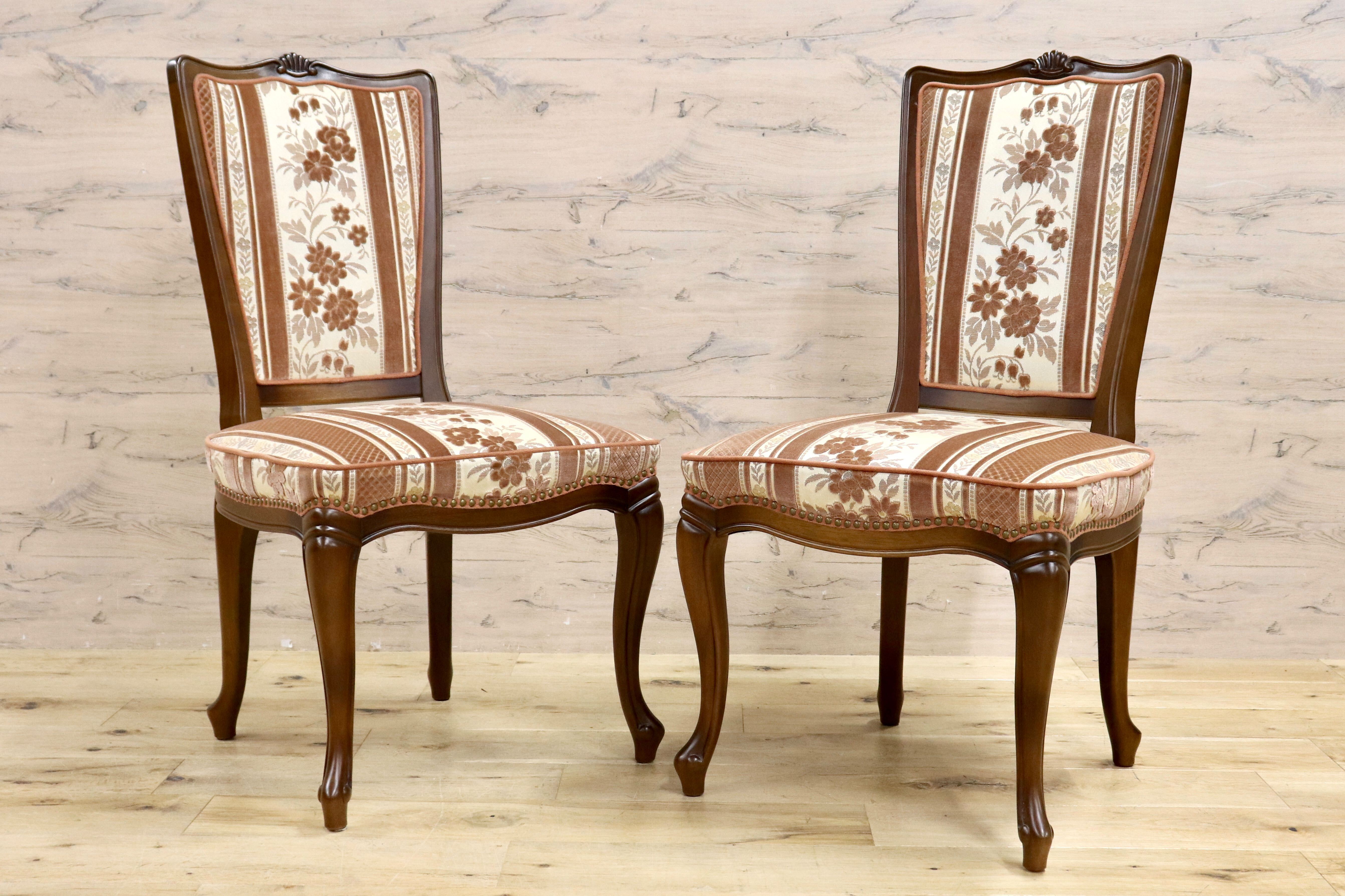 GMIS112D○maruni / マルニ マキシマム エドワードチェア ダイニングチェア 2脚セット 猫脚 鋲打ち アンティーク ロココ調 定価約30万