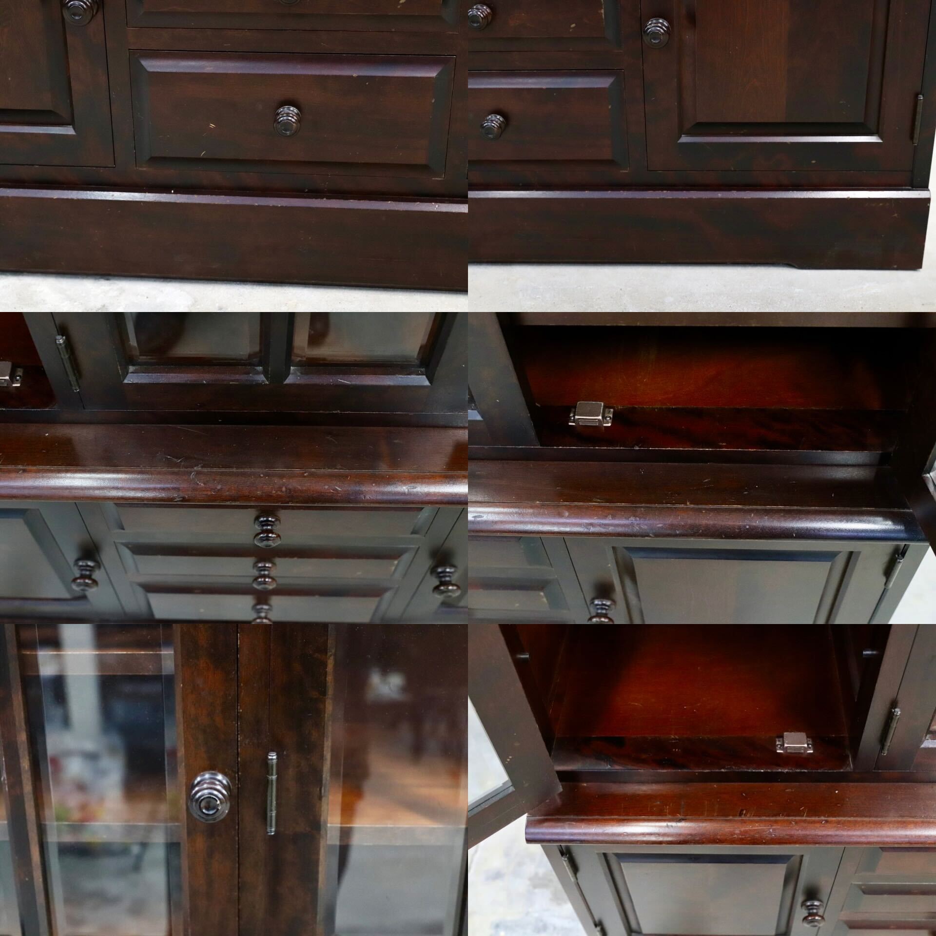 GMHK780B○北海道民芸家具 食器棚 飾り棚 キャビネット 水屋棚 カップボード 樺無垢材 民藝 アンティーク 和家具 飛騨産業