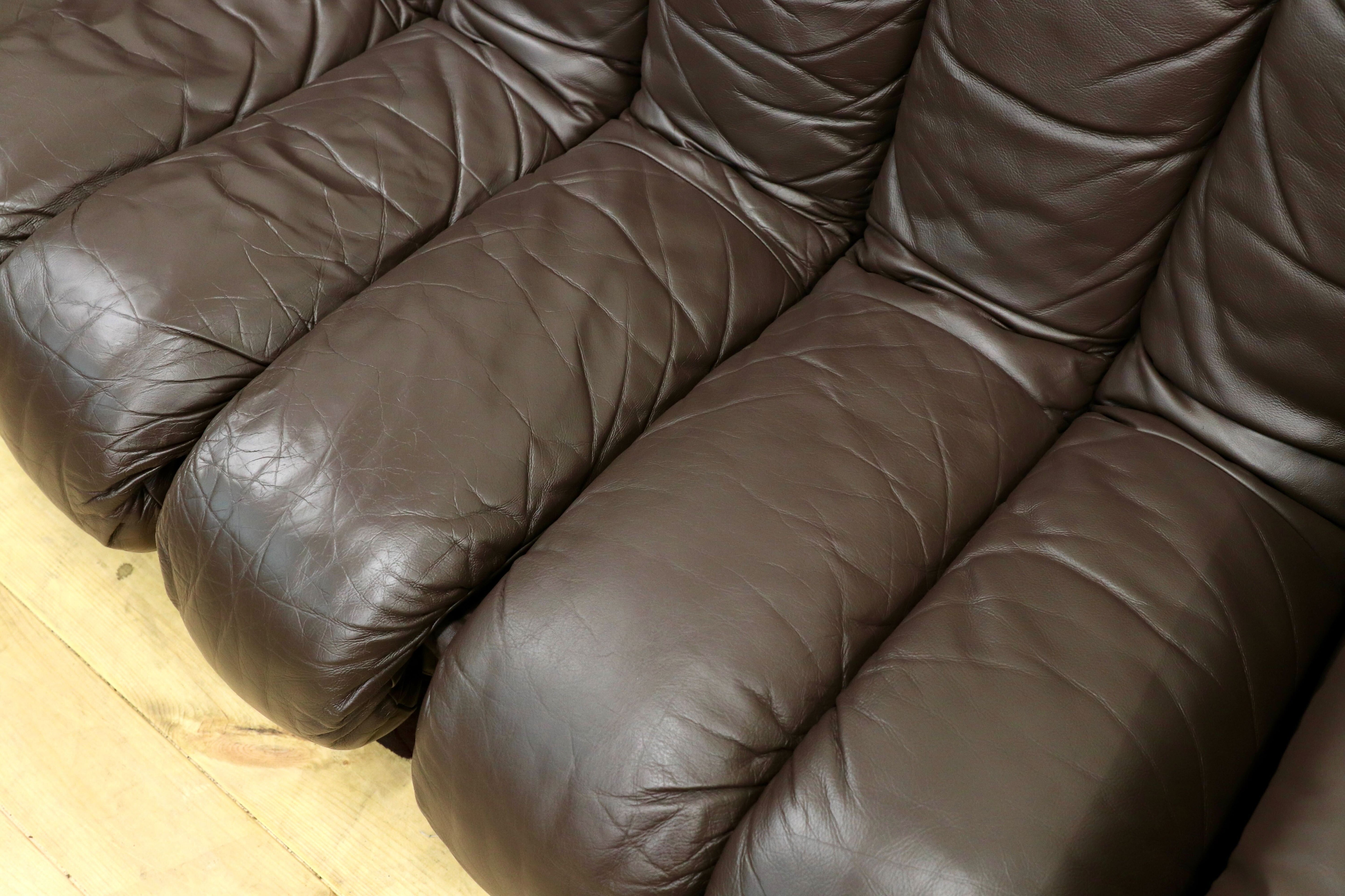 GMHK550○mobilia / モビリア スネークソファ 10連 名作 石原裕次郎 IDC大塚家具 北欧ヴィンテージ ブラウン de sede デセデ