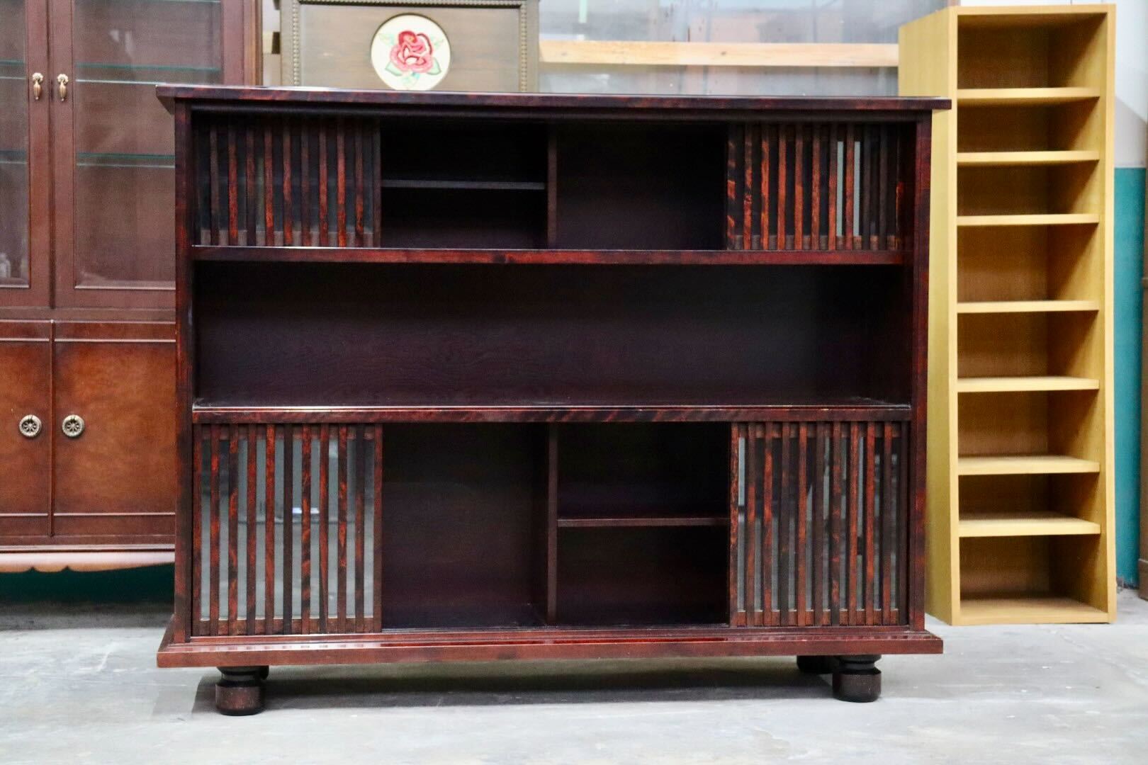 GMIS532○九州民芸家具 茶棚 飾り棚 サイドボード リビングボード キャビネット ミズメザクラ 和家具 和モダン 古民家 定価約45万