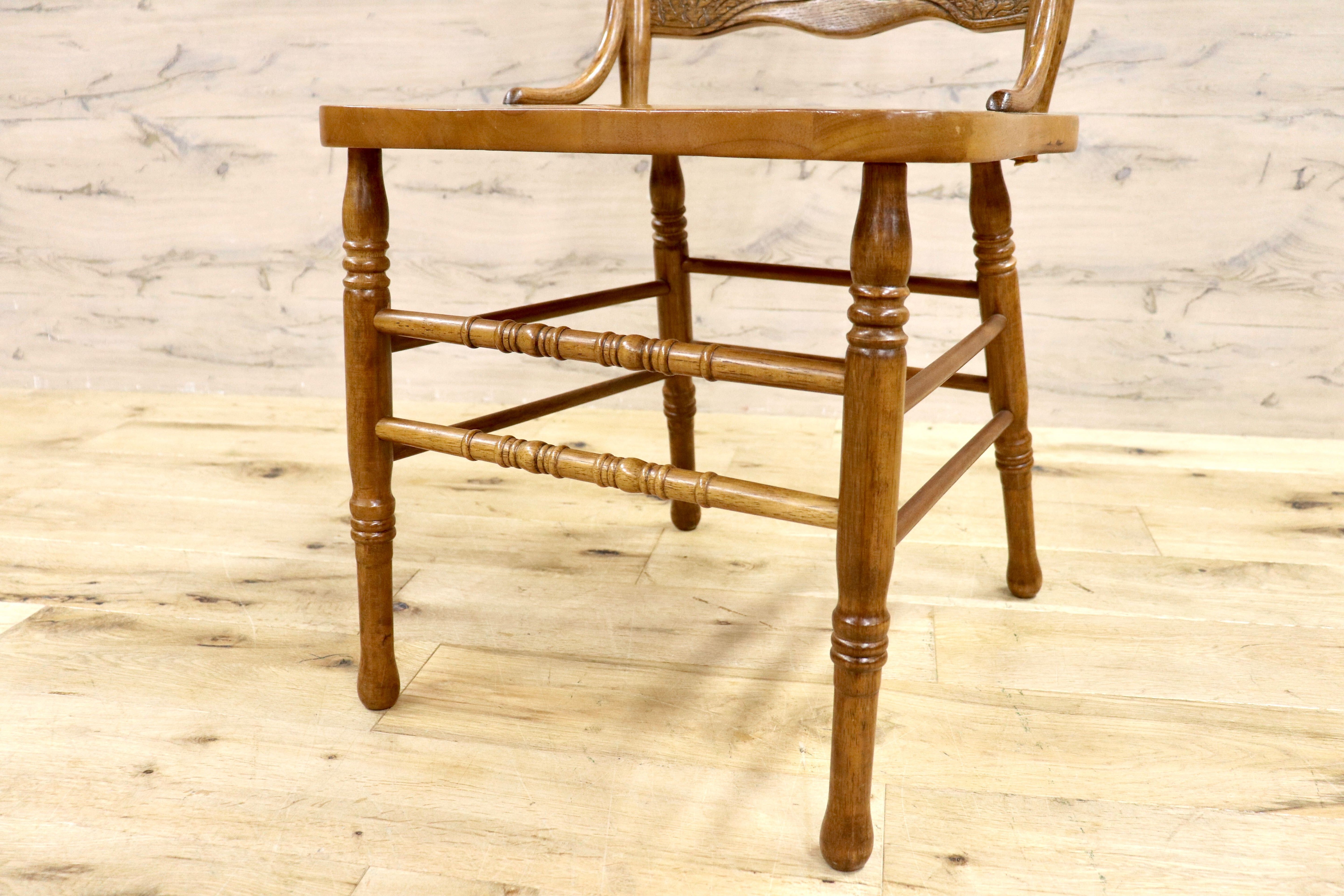 GMHK409B○IDC大塚家具 shin leeシンリー アンティーク 木製 ダイニングチェア 椅子 ウィンザーチェア 彫刻 カントリー 定価約10万