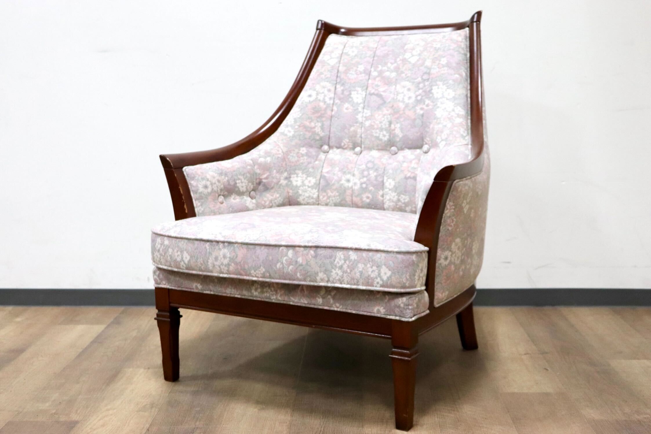 GMHS60A○maruni / マルニ 地中海 サランテ 1人掛けソファ シングルソファ アームソファ ファブリック 花柄 応接 エレガント 定価約18万