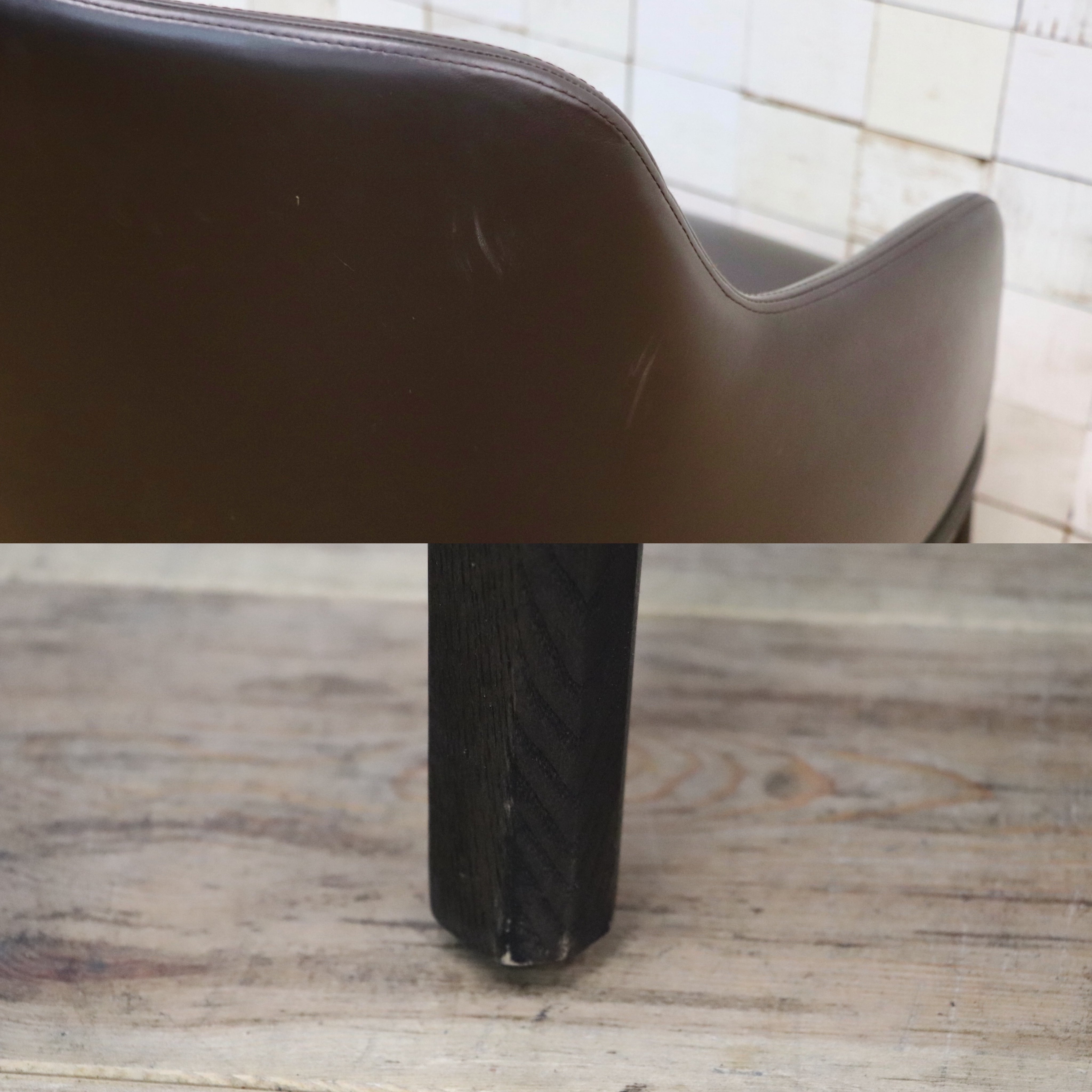 GMJK293H○Poliform / ポリフォーム ACTUS アクタス SOPHIE ソフィー アームチェア ダイニングチェア 椅子 本革 無垢材 イタリア 約35万円