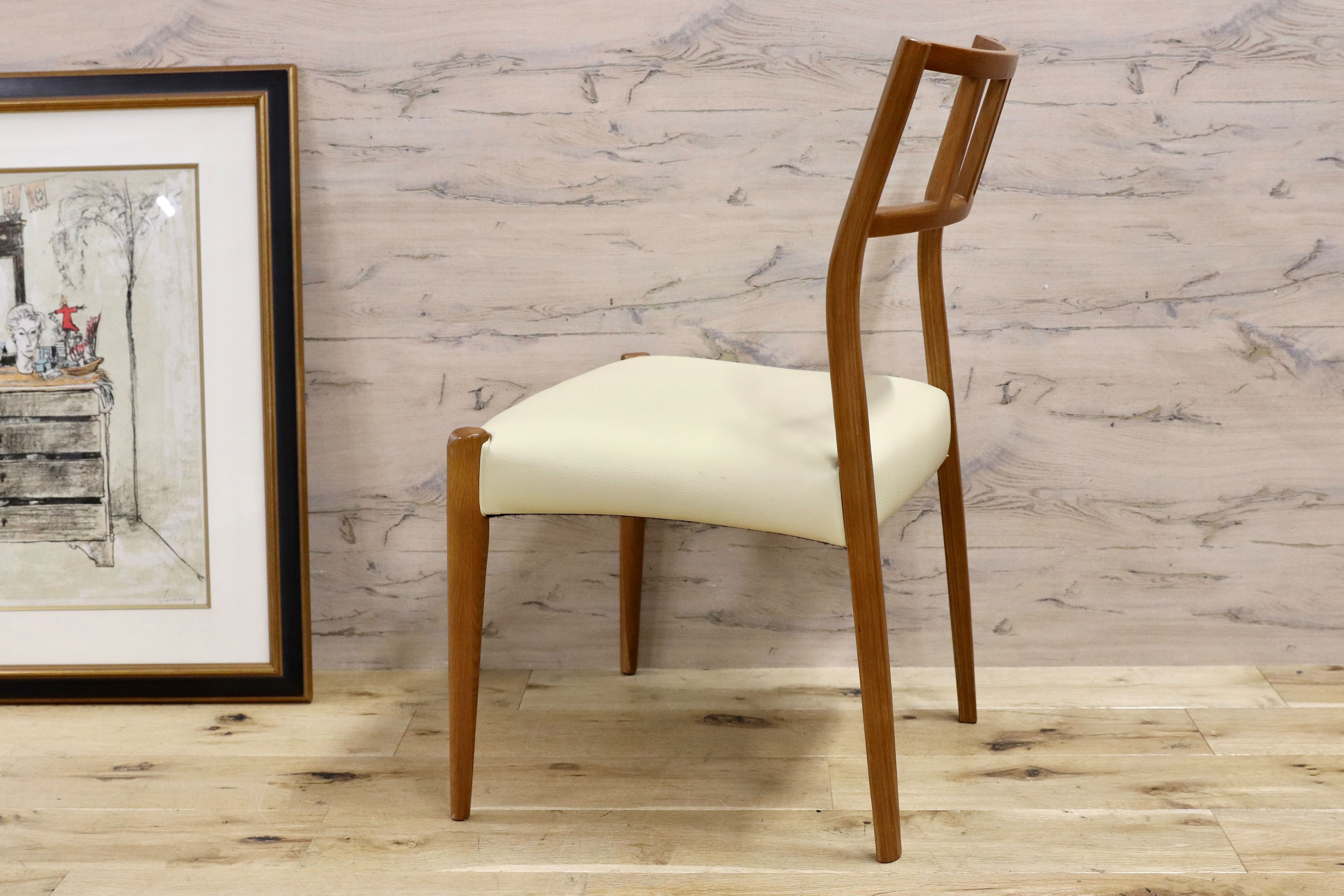 GMCN48○朝日木材加工 Krone ダイニングチェア 椅子 オーク材 合皮 北欧スタイル 希少 廃番