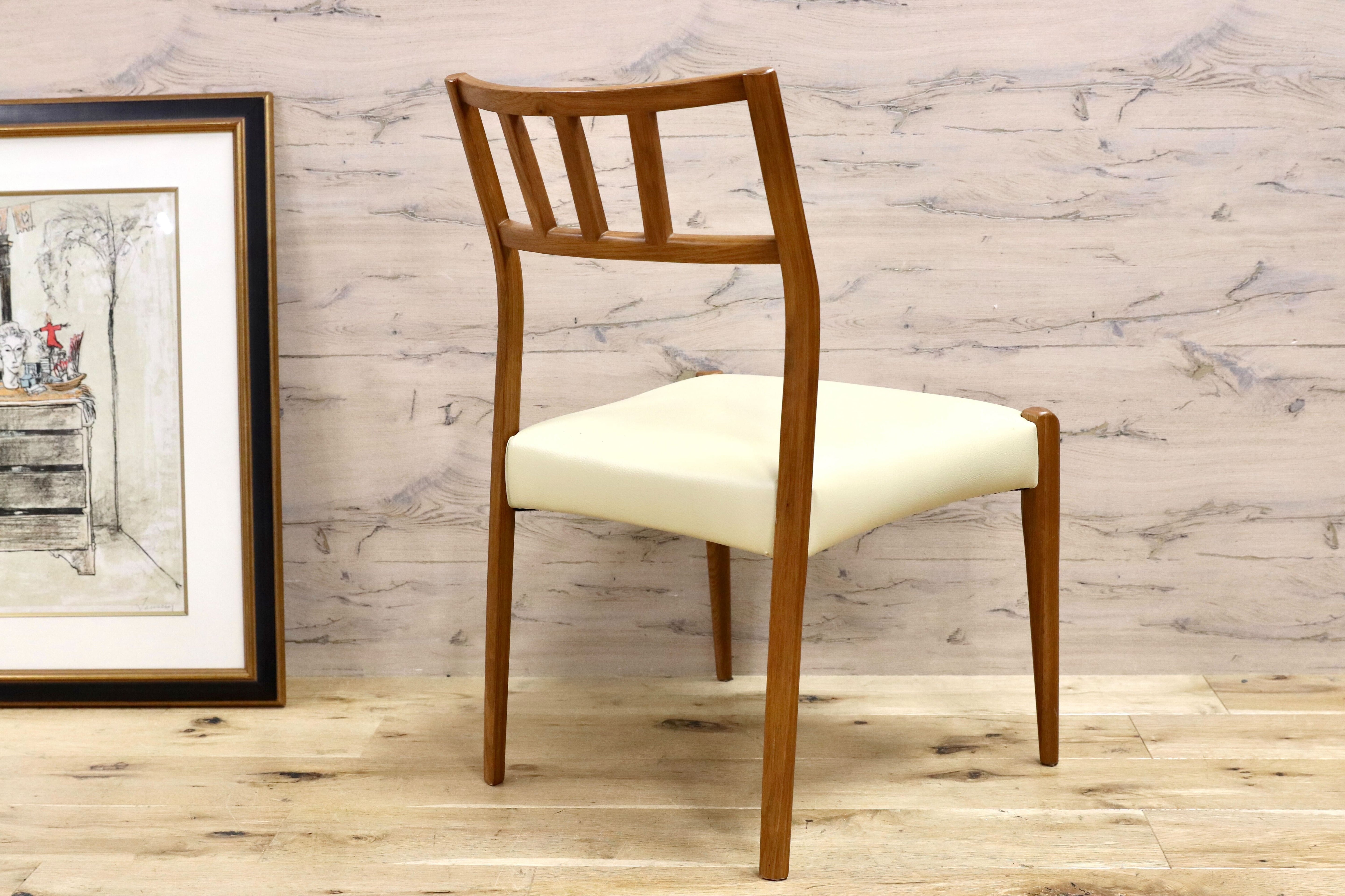 GMCN48○朝日木材加工 Krone ダイニングチェア 椅子 オーク材 合皮 北欧スタイル 希少 廃番