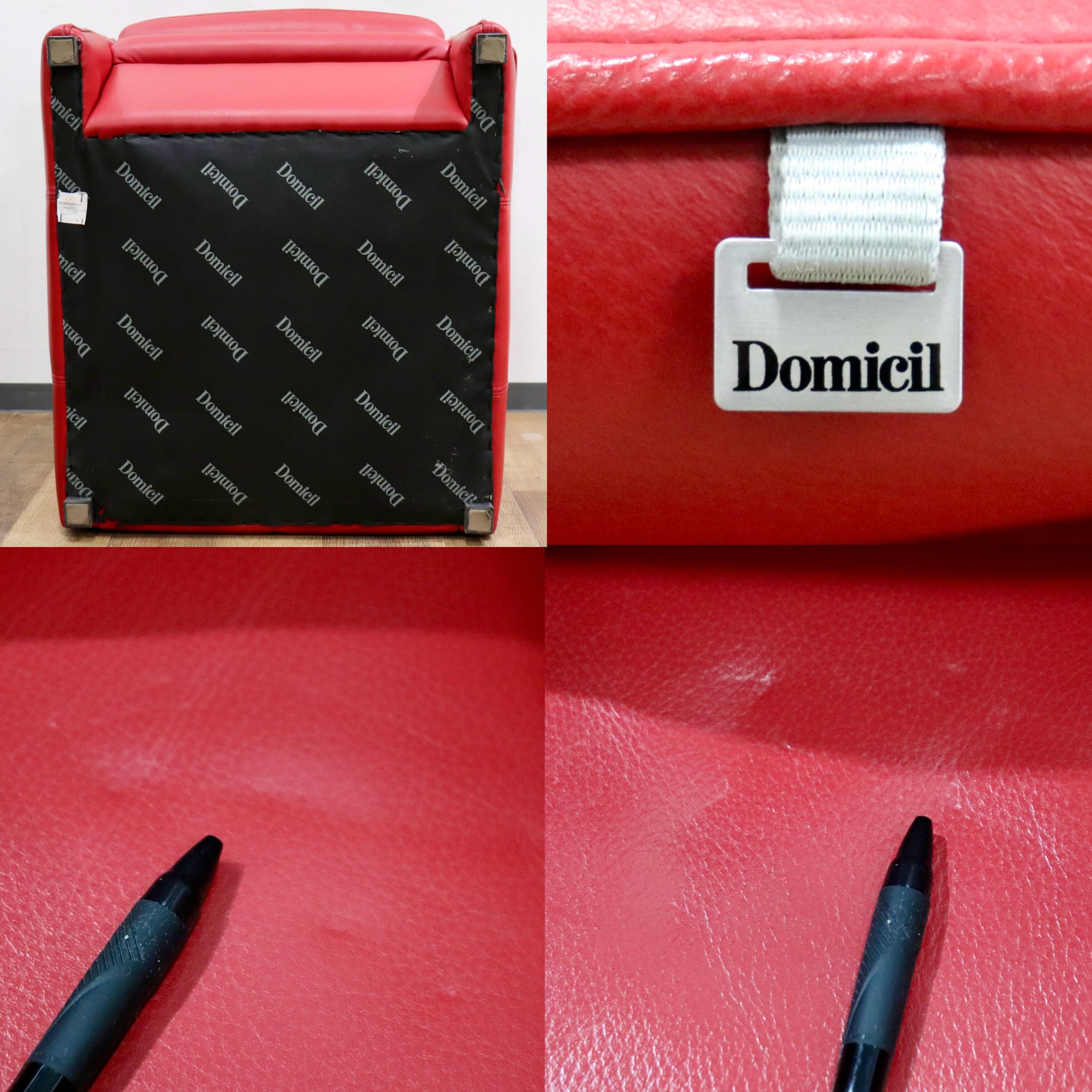 GMHK856○Domicil / ドミシール 1人掛けソファ シングルソファ アームソファ 総革 赤 モダン IDC大塚家具 定価約14万