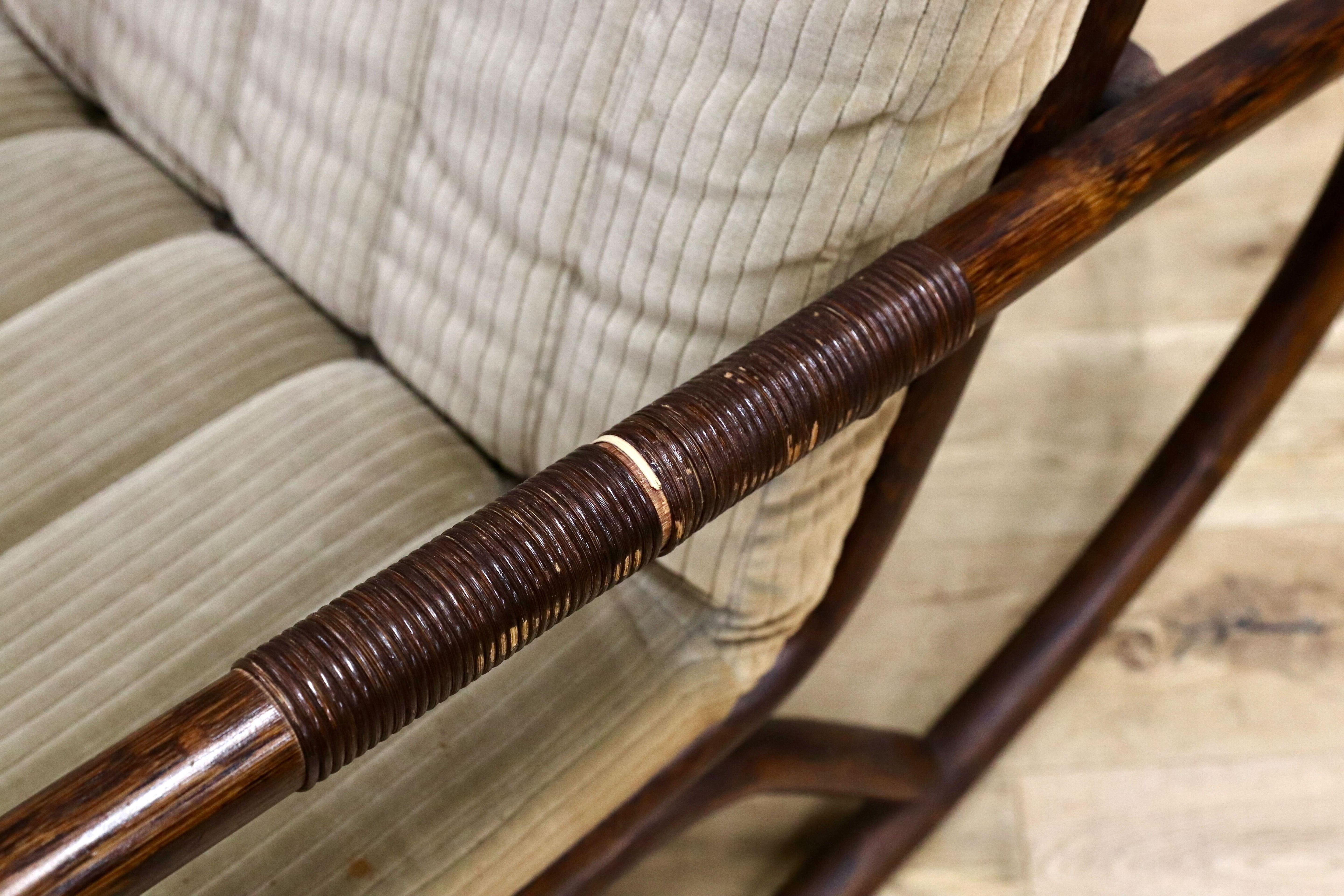 GMIK756○ヴィンテージ ロッキングチェア 揺り椅子 ラタン アジアン 和モダン レトロ アンティーク