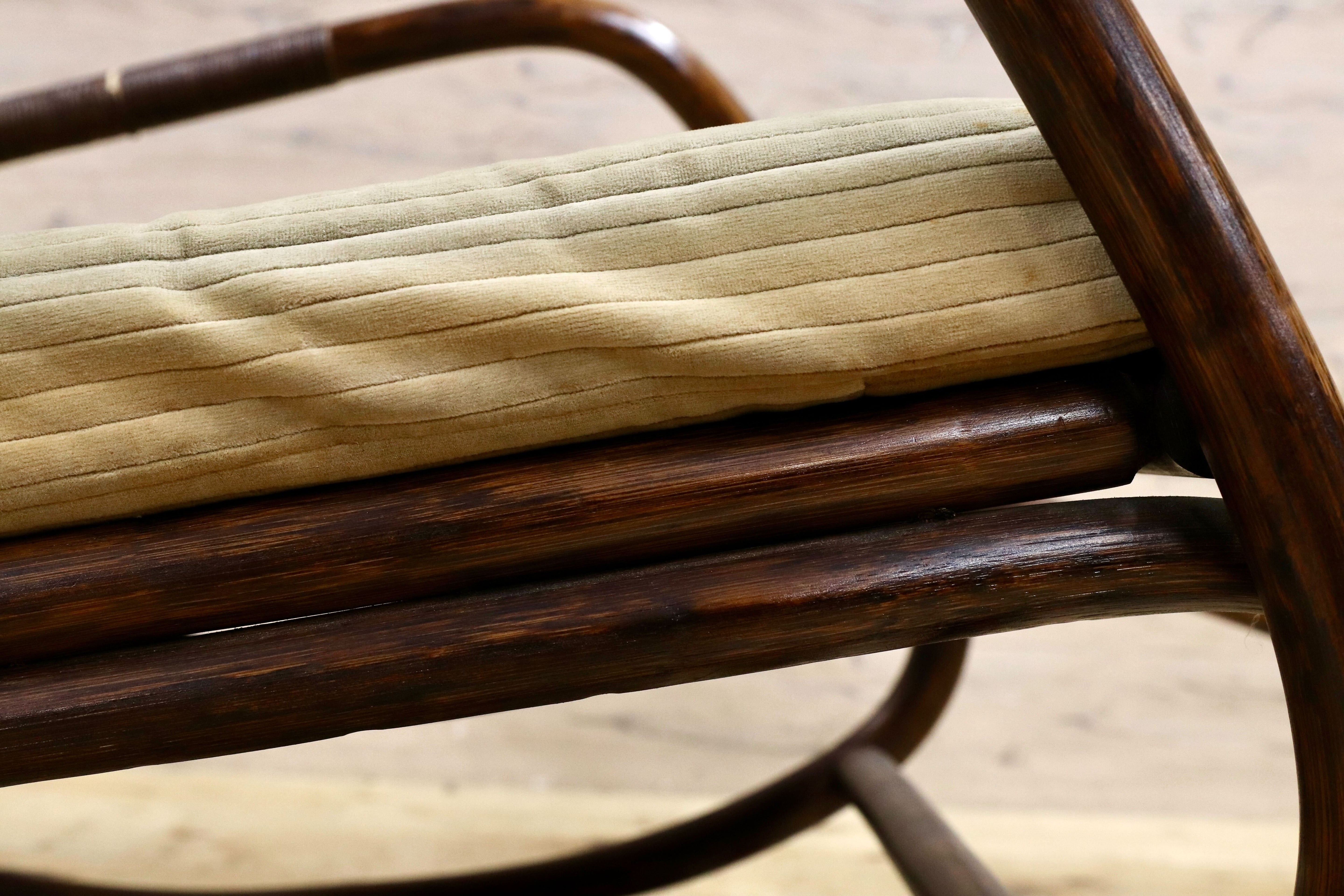 GMIK756○ヴィンテージ ロッキングチェア 揺り椅子 ラタン アジアン 和モダン レトロ アンティーク