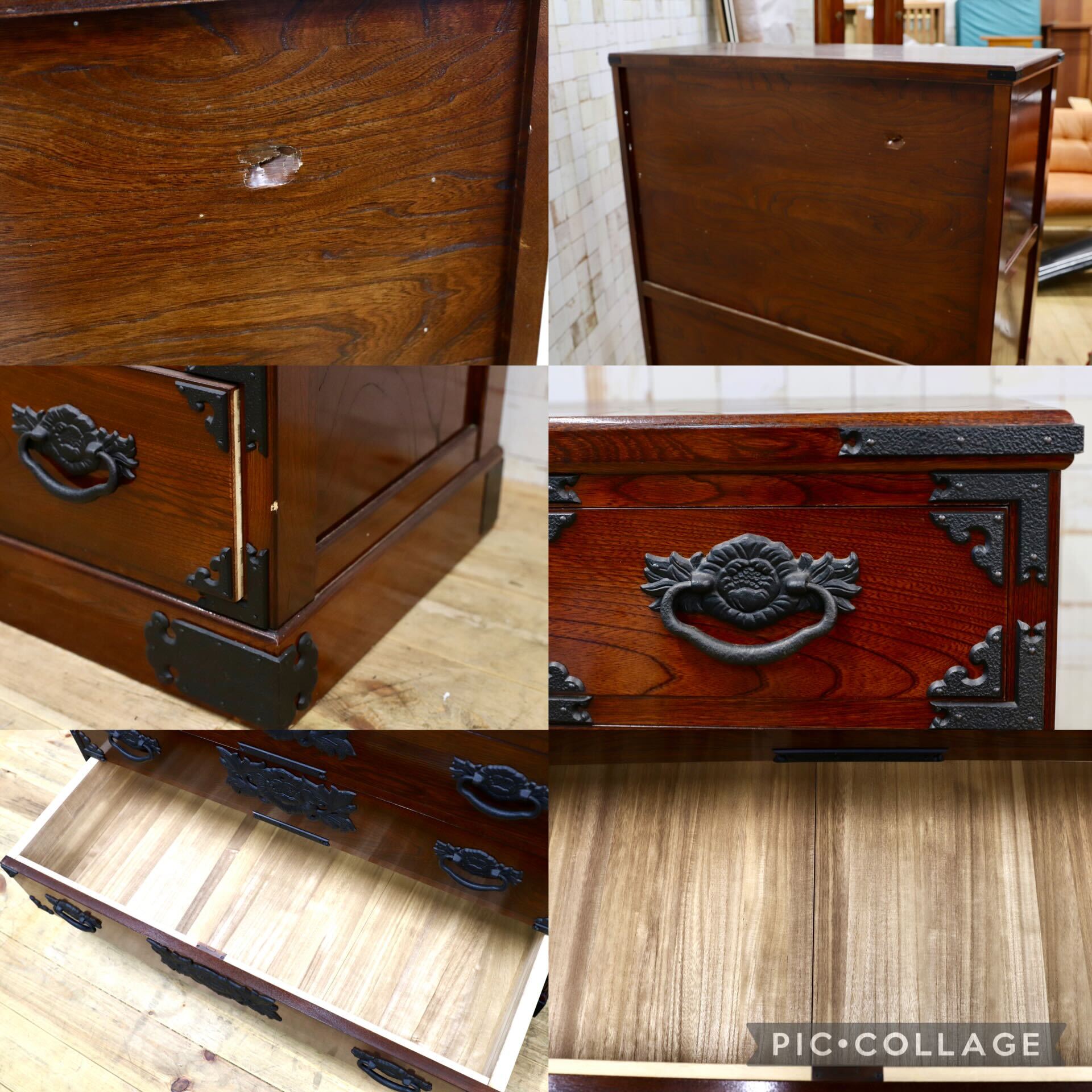 GMIH282A○整理箪笥 時代箪笥 欅材 民藝 アンティーク 引出し収納家具 和家具 レトロ 和室 座敷 検)岩谷堂箪笥