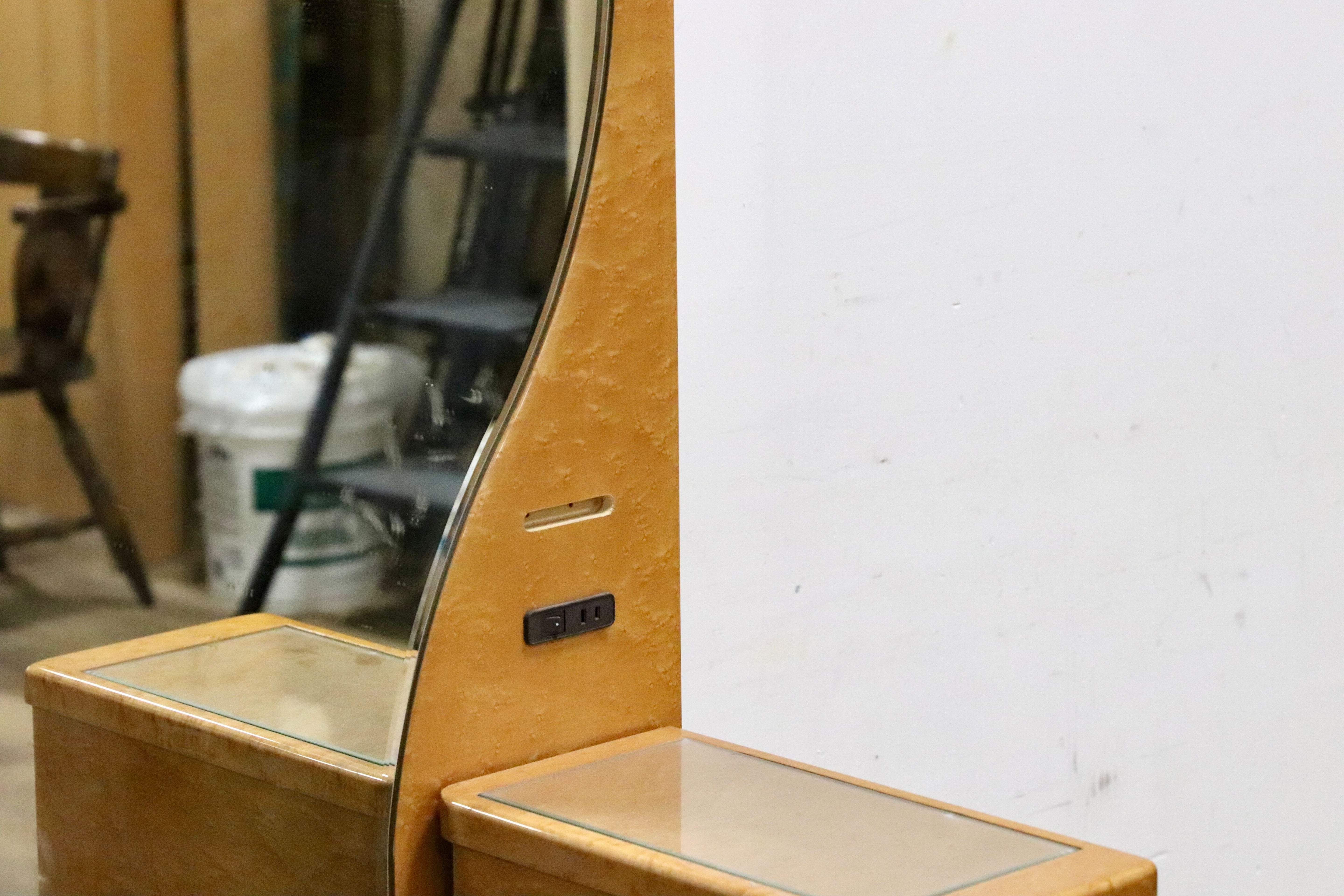 GMIH130○IDC大塚家具 サイナカ アートファニチャー バーズアイメープル ドレッサー 鏡台 化粧台 クラシック エレガント ヴィンテージ