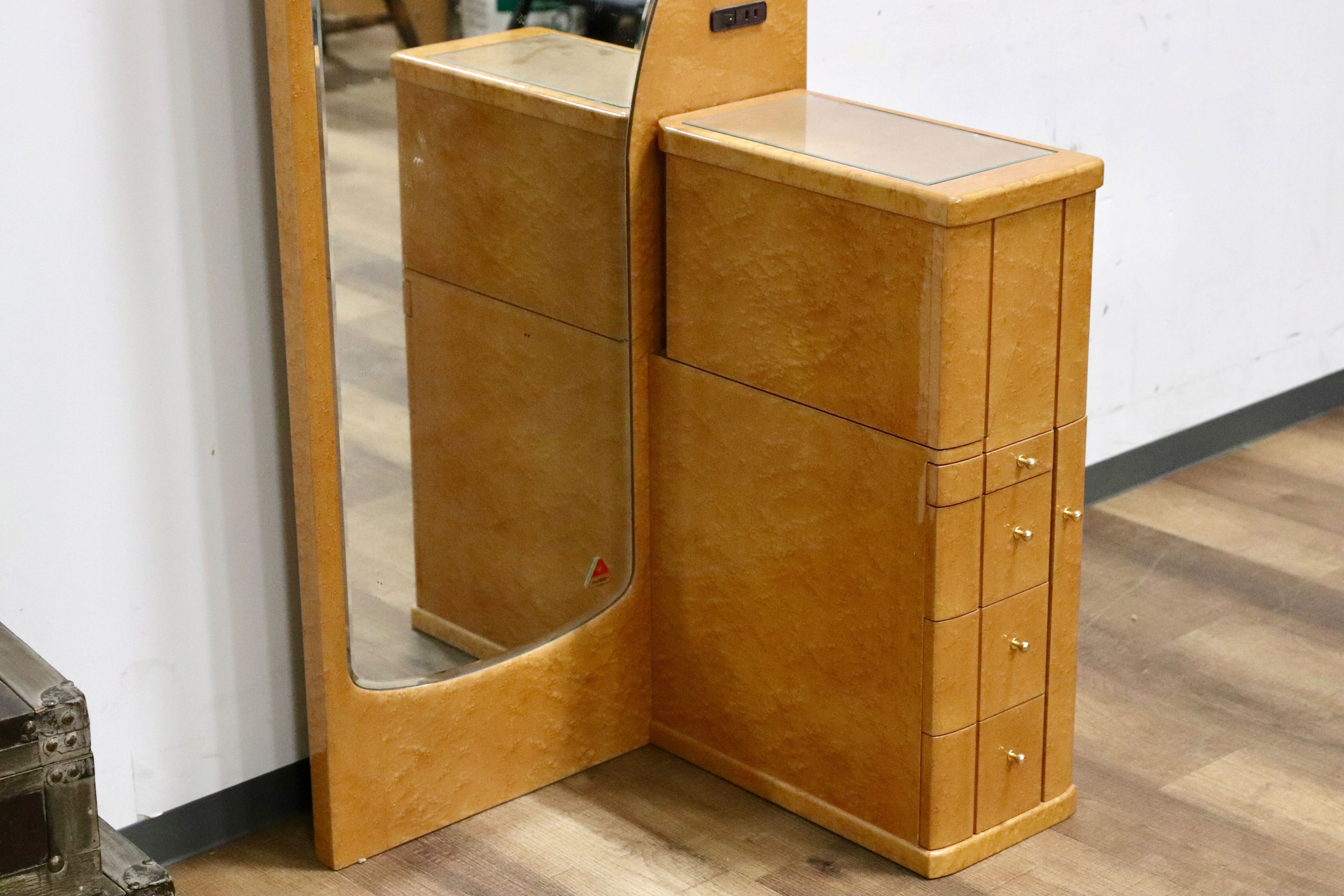 GMIH130○IDC大塚家具 サイナカ アートファニチャー バーズアイメープル ドレッサー 鏡台 化粧台 クラシック エレガント ヴィンテージ