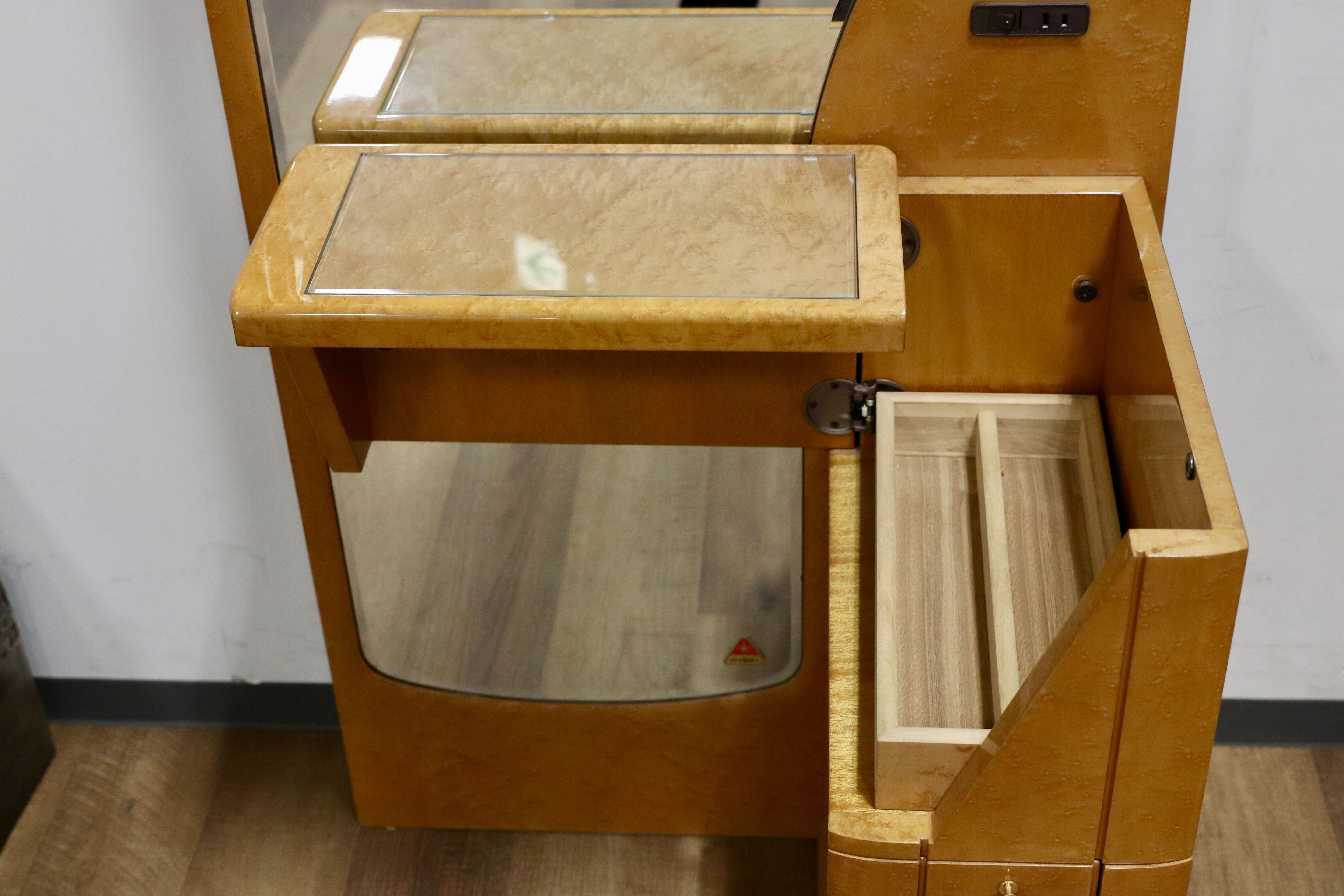 GMIH130○IDC大塚家具 サイナカ アートファニチャー バーズアイメープル ドレッサー 鏡台 化粧台 クラシック エレガント ヴィンテージ