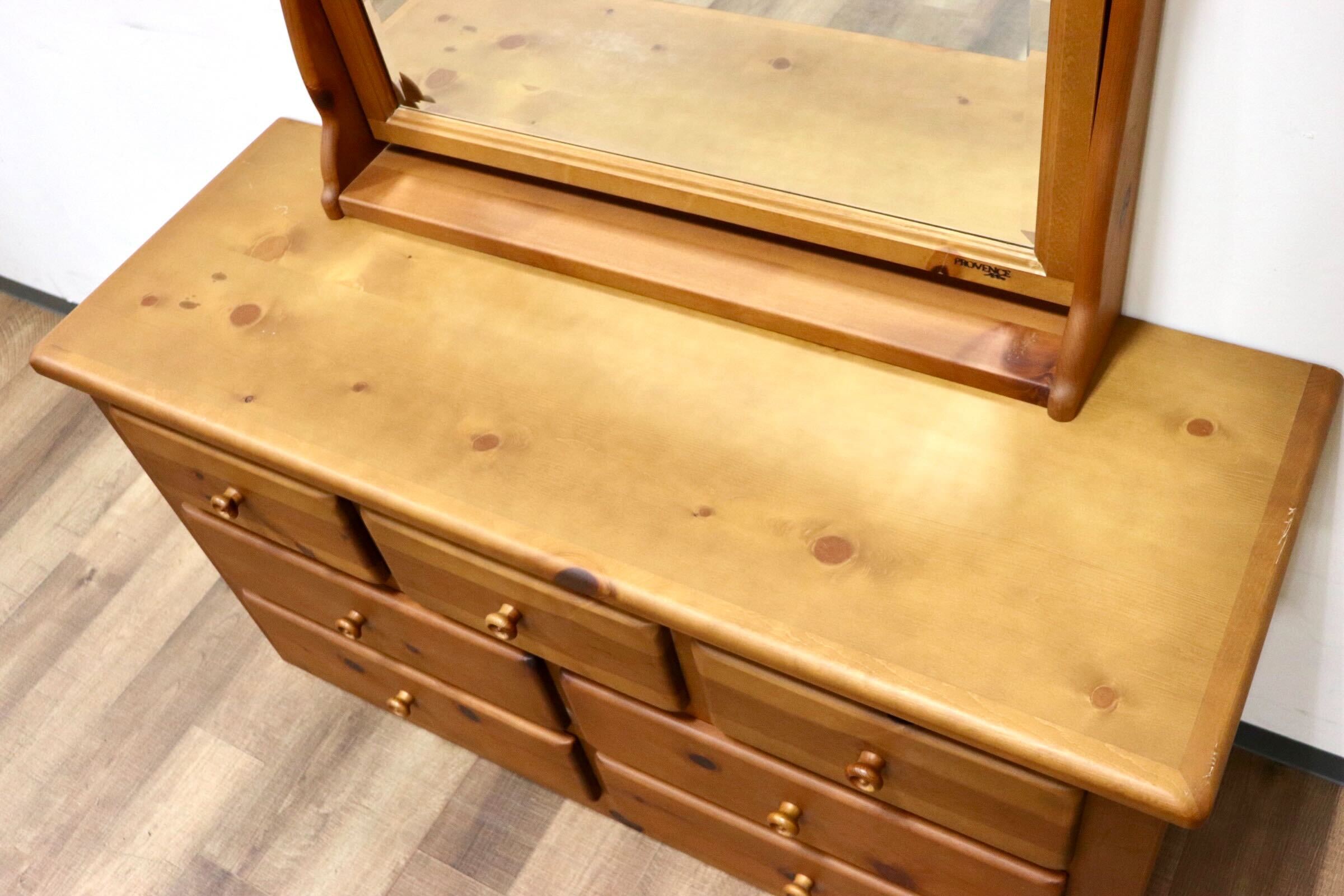 GMGK447A○コスガ / KOSUGA PROVENCE ドレッサー 化粧台 鏡台 3段チェスト 整理タンス 収納家具 パイン材 カントリー 定価約23万