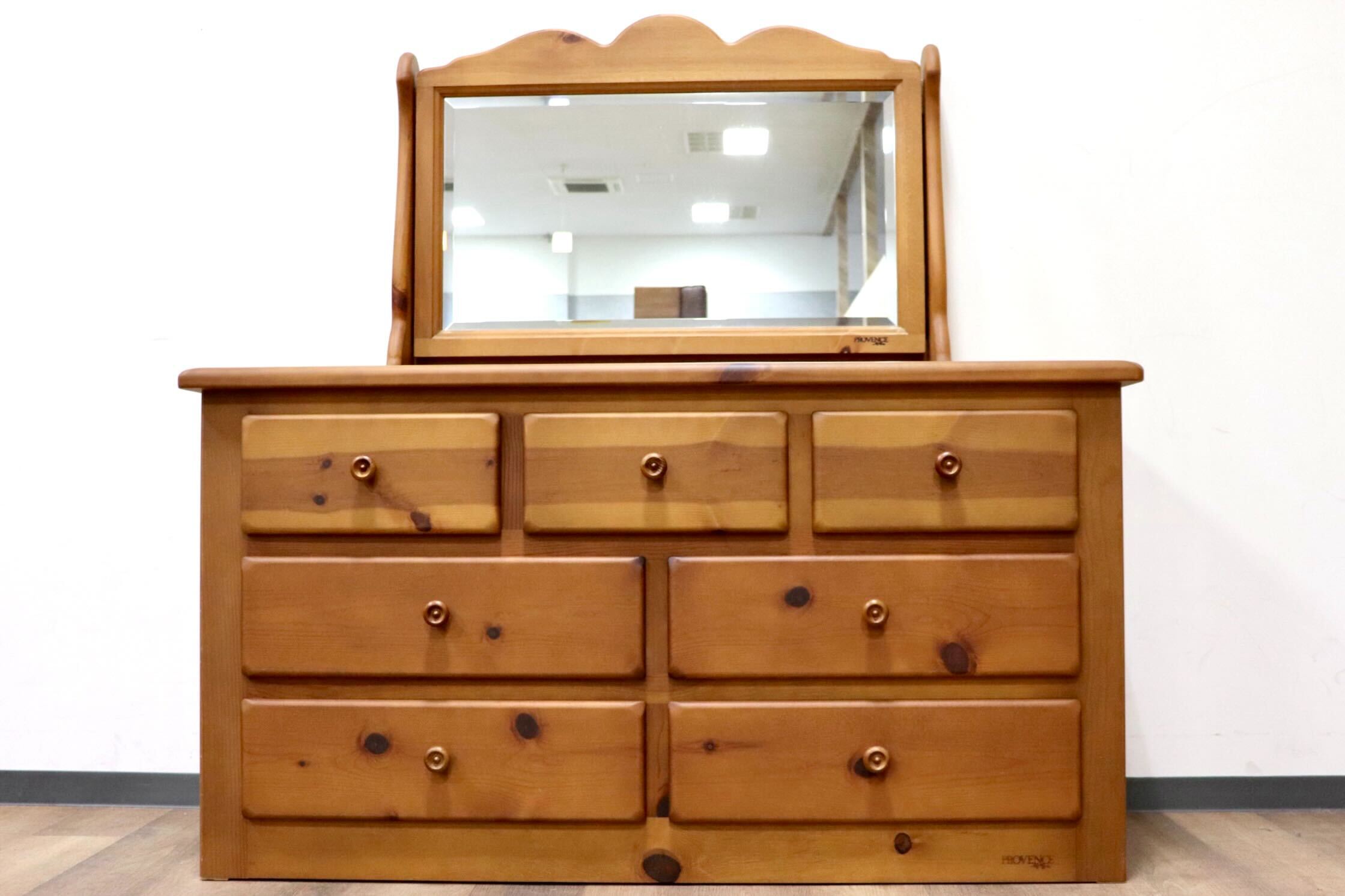 GMGK447A○コスガ / KOSUGA PROVENCE ドレッサー 化粧台 鏡台 3段チェスト 整理タンス 収納家具 パイン材 カントリー 定価約23万