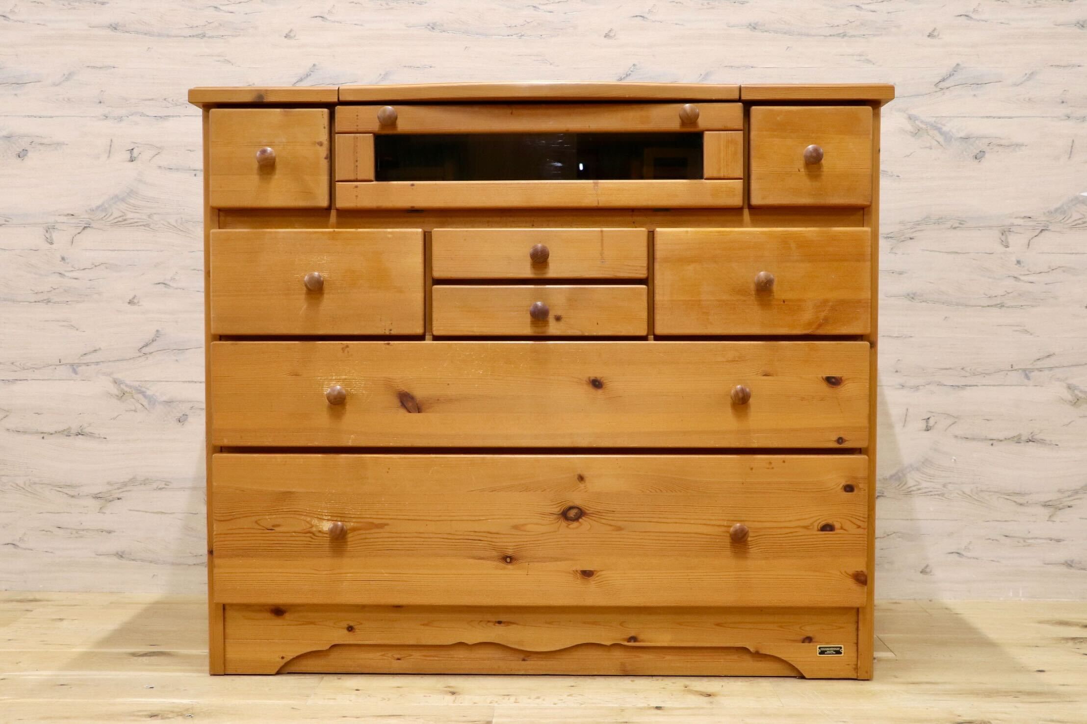 GMIK946○CHARDONNAY / シャルドネ ドレッサー ミラーチェスト 収納家具 チェスト タンス ヴィンテージ アンティーク パイン材