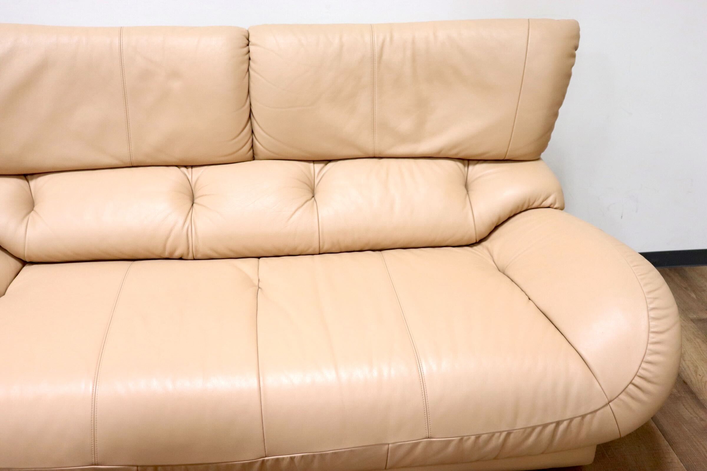 GMGK408○karimoku / カリモク ZT47 2人掛けソファ ラブソファ 2シーター ハイバック 本革 オーク材 モダン 国産家具 定価約26万 美品