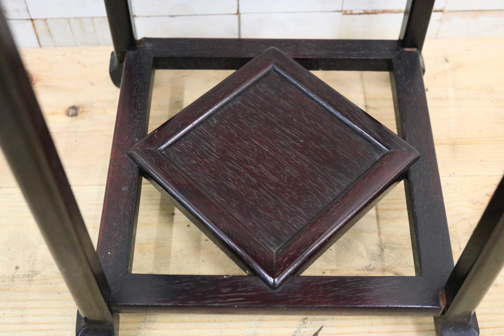 GMGH429◯花台 サイドテーブル 飾台 飾り棚 唐木家具 木製 フラワースタンド 四脚高卓 透かし彫り アンティーク