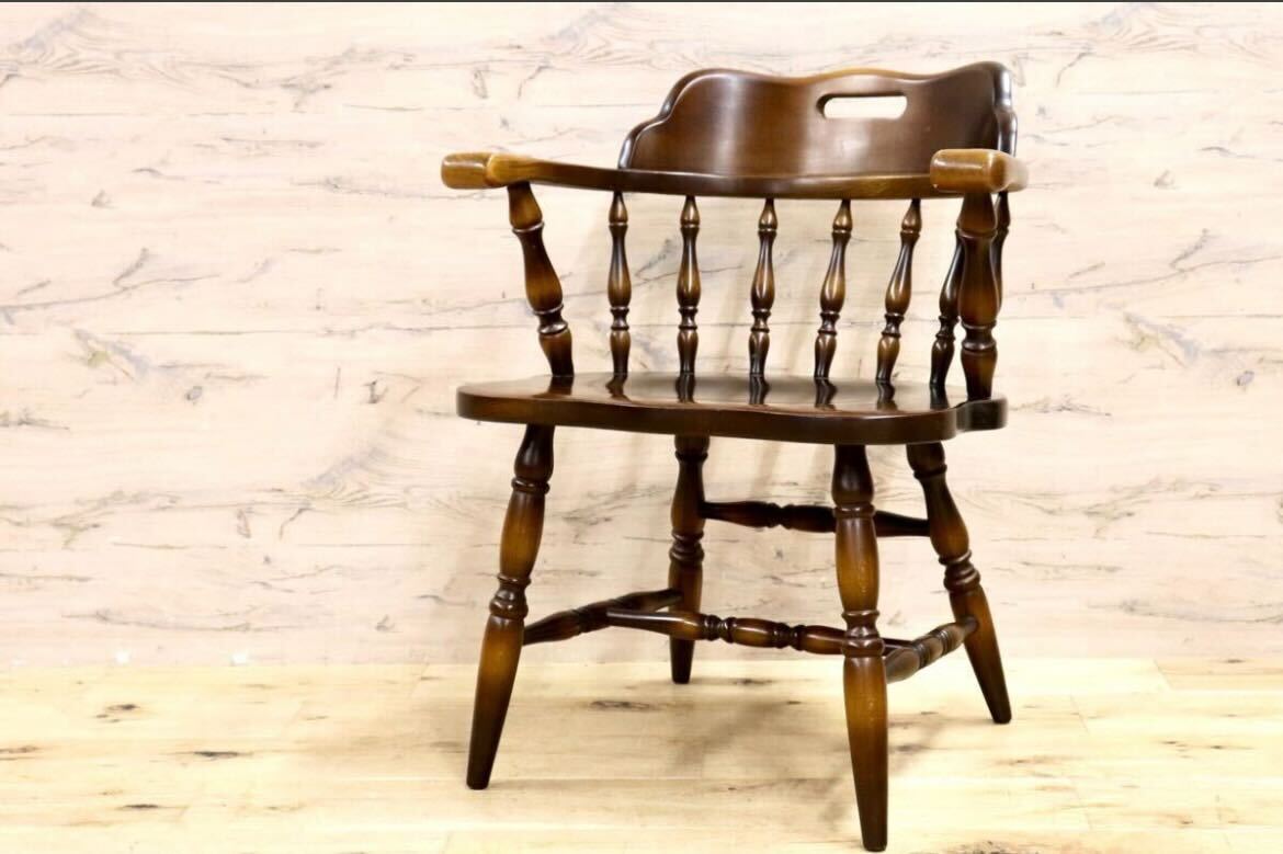 GMIK227B○飛騨産業 / HIDA キツツキ 穂高 アームチェア ダイニングチェア キャプテンチェア ブナ材 椅子 ヴィンテージ 無垢 国産家具