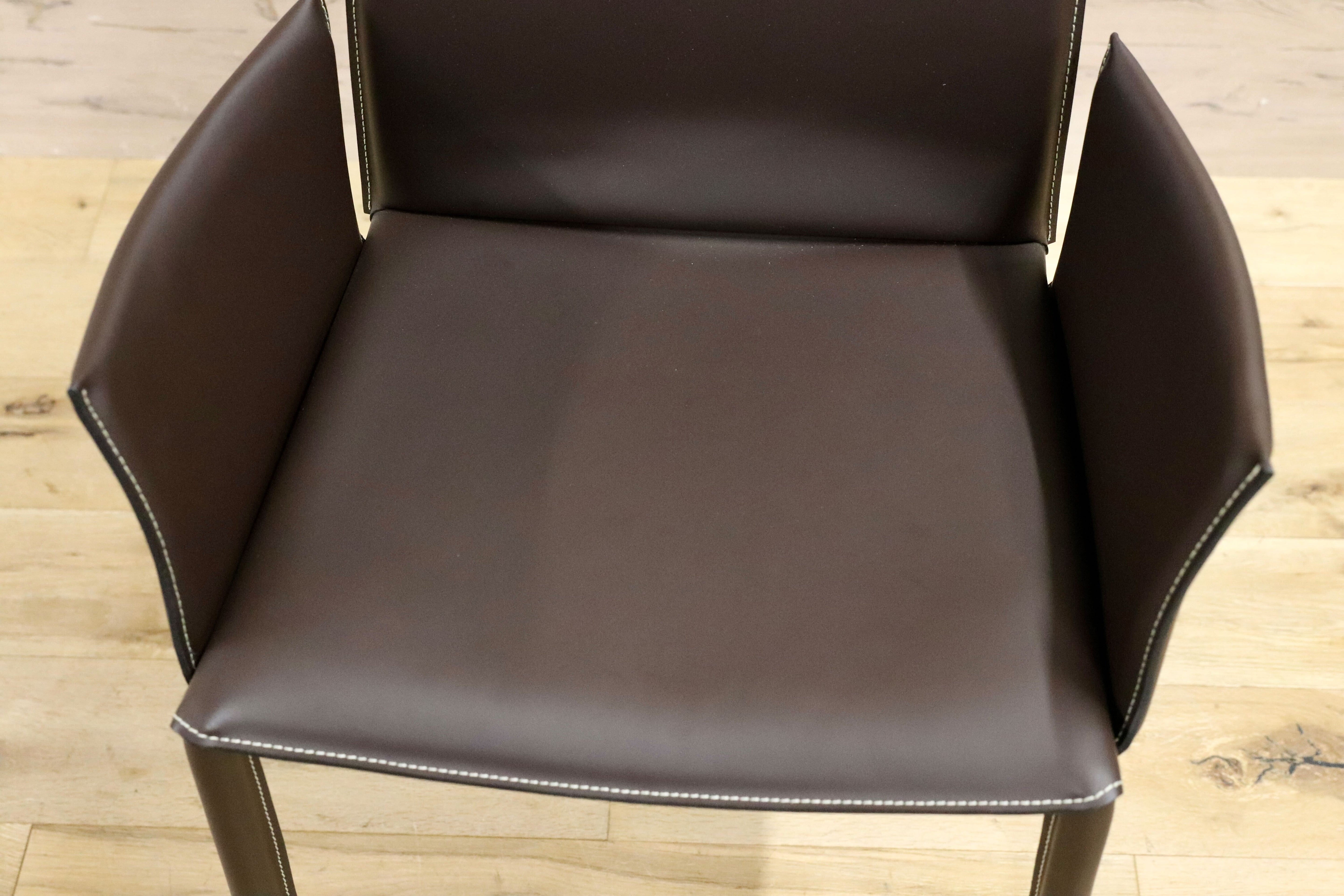 GMHN371A○BONTEMPI CASA / ボンテンピ LINDA ダイニングチェア アームチェア 椅子 レザー イタリア製 定価約13.6万 モデルルーム展示品