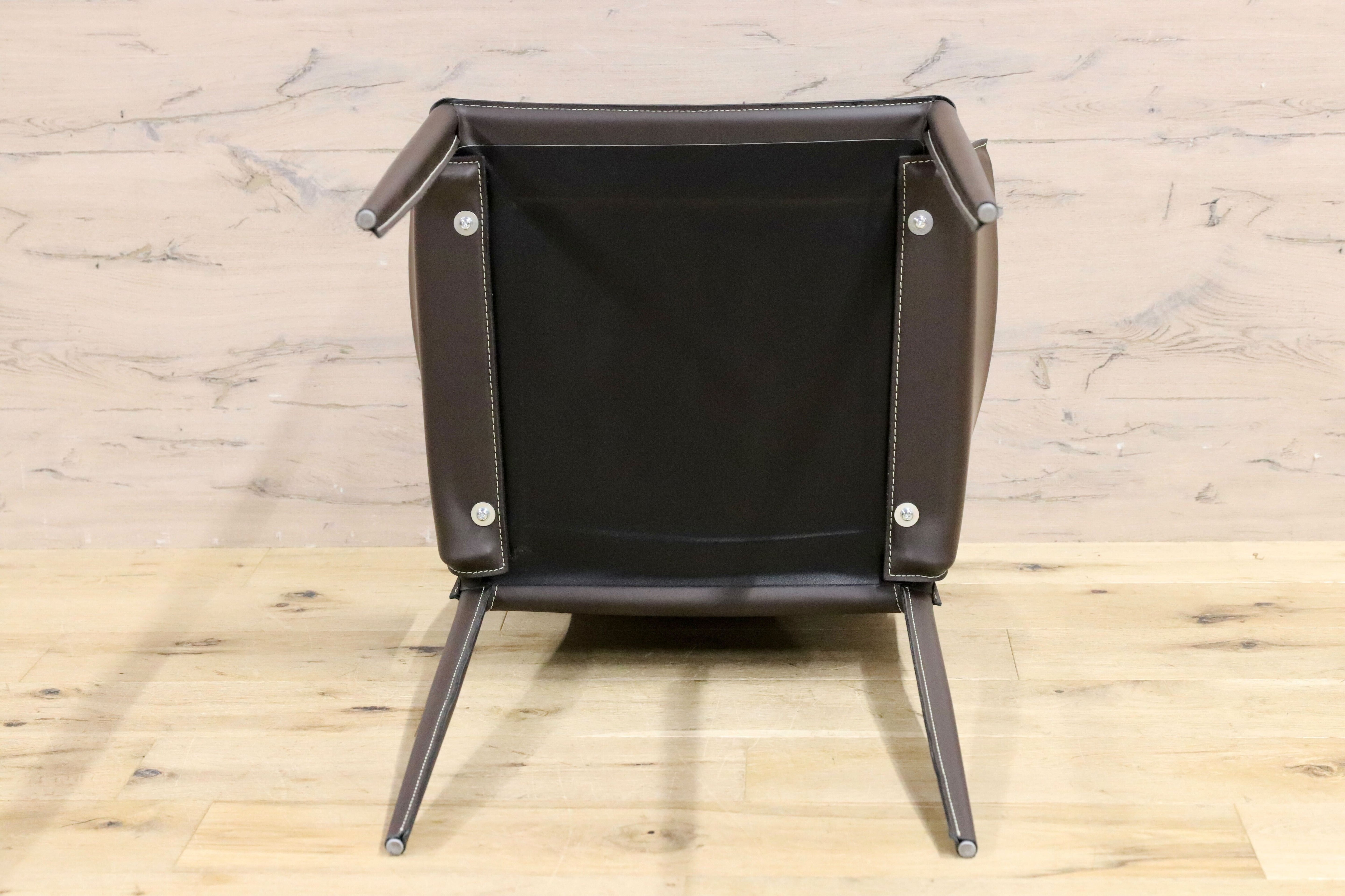 GMHN371A○BONTEMPI CASA / ボンテンピ LINDA ダイニングチェア アームチェア 椅子 レザー イタリア製 定価約13.6万 モデルルーム展示品