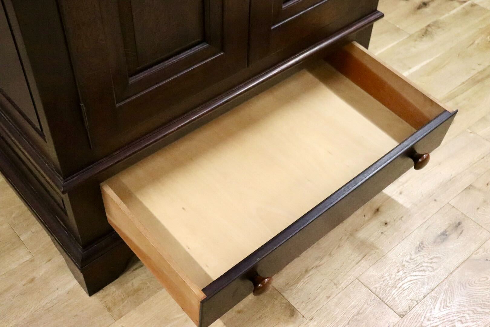 GMGK435B○松本民芸家具 E型洋服箪笥 ワードローブ クローゼット 収納棚 楢無垢材 稀少 アンティーク ヴィンテージ 民藝家具 定価約82万
