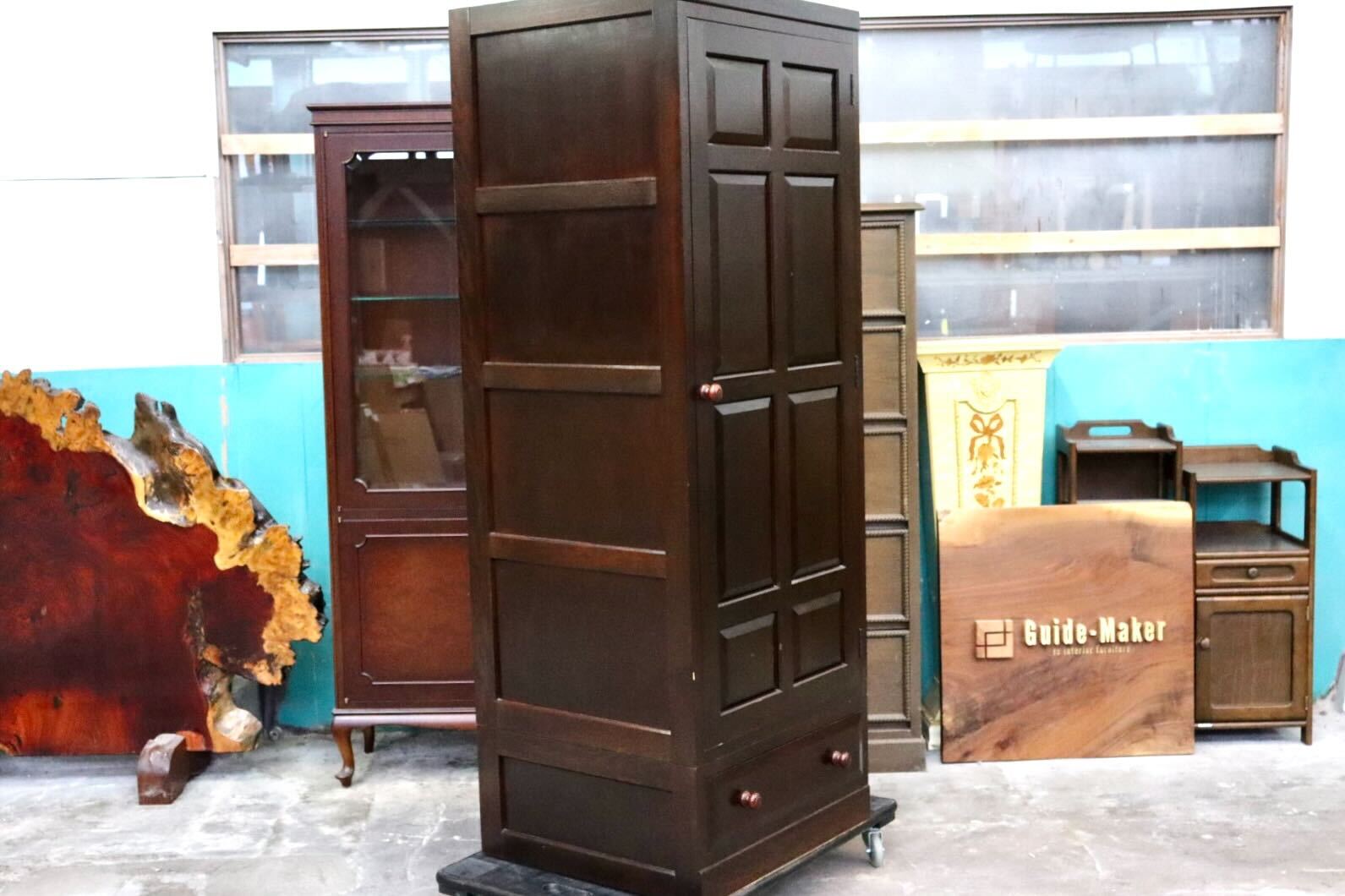 GMIK160○松本民芸家具 洋服タンス 洋服収納 ワードローブ キャビネット チェスト 和家具 和室 レトロ アンティーク 伝統工芸