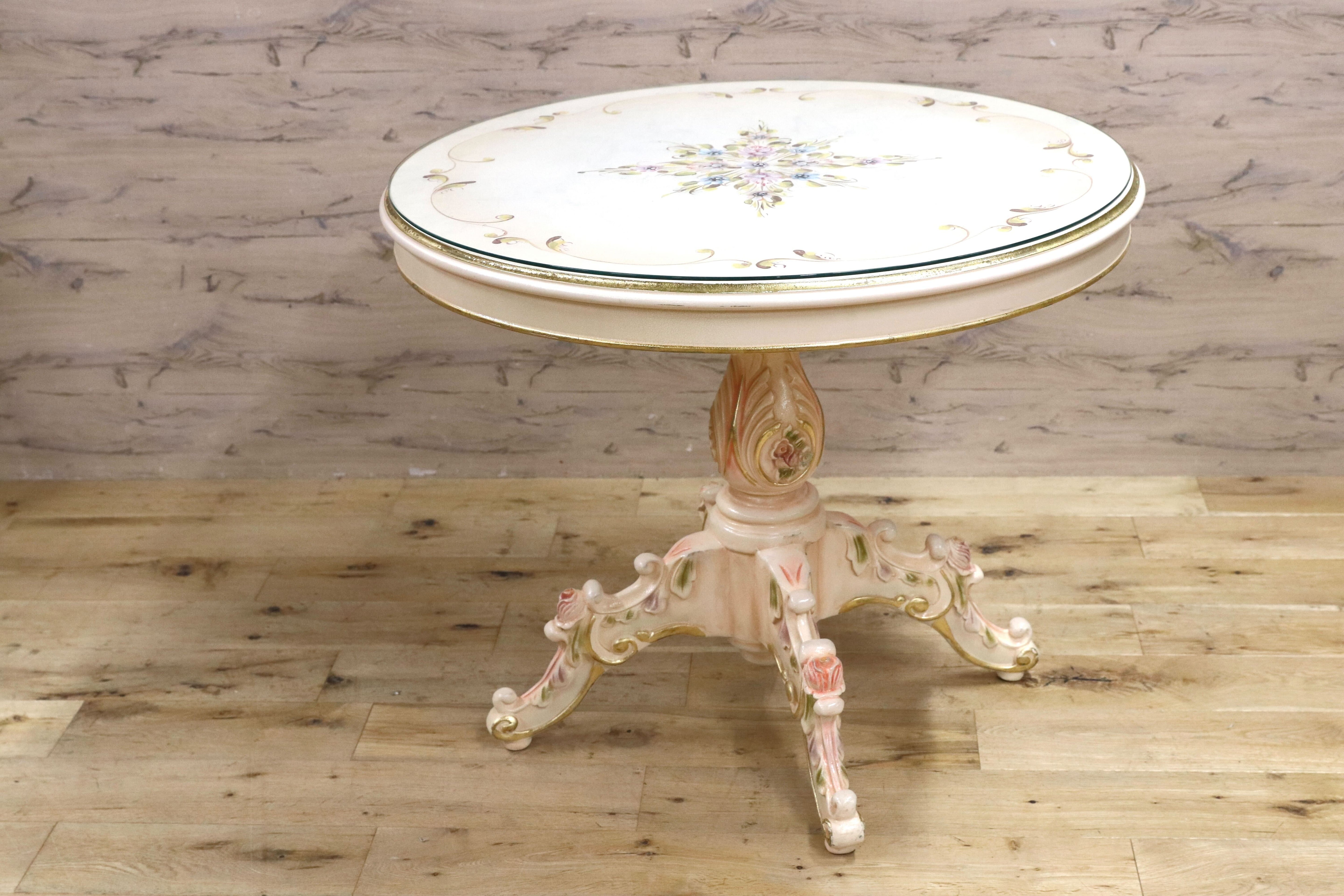 GMIS419○イタリア製 ロココ調 クラシック ダイニングテーブル 食卓テーブル 円卓 姫家具 エレガント アンティーク調 定価約35万