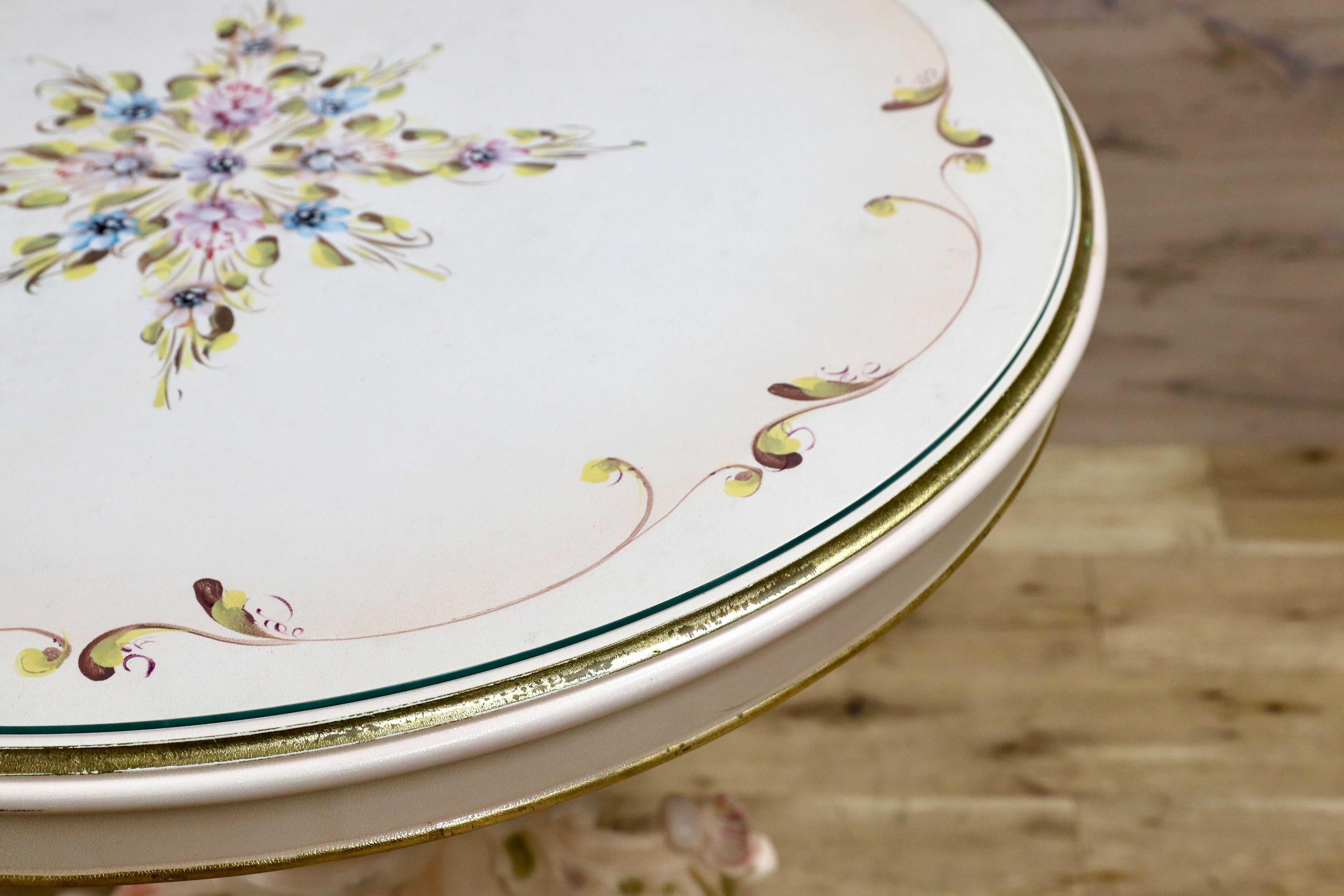 GMIS419○イタリア製 ロココ調 クラシック ダイニングテーブル 食卓テーブル 円卓 姫家具 エレガント アンティーク調 定価約35万