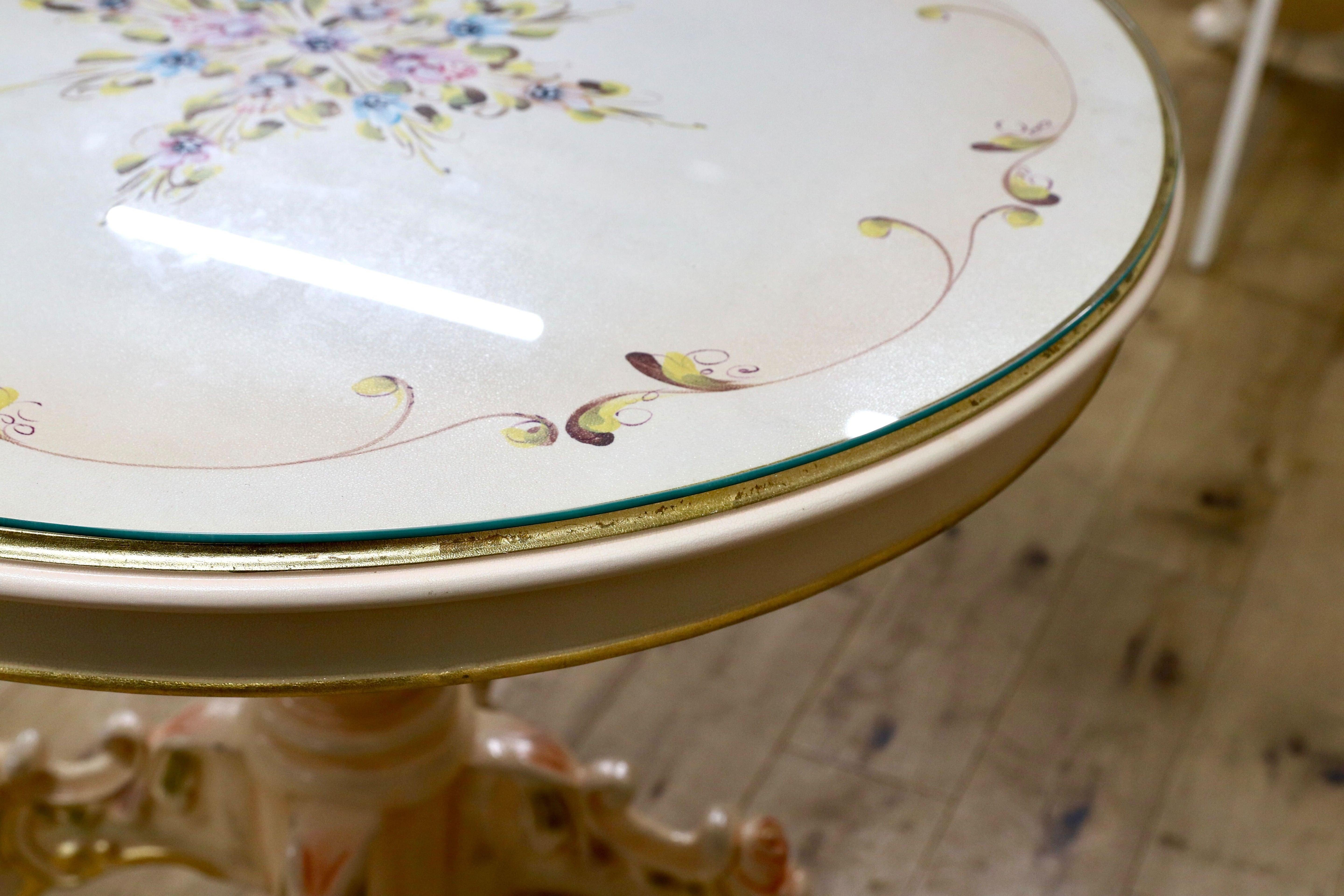 GMIS419○イタリア製 ロココ調 クラシック ダイニングテーブル 食卓テーブル 円卓 姫家具 エレガント アンティーク調 定価約35万