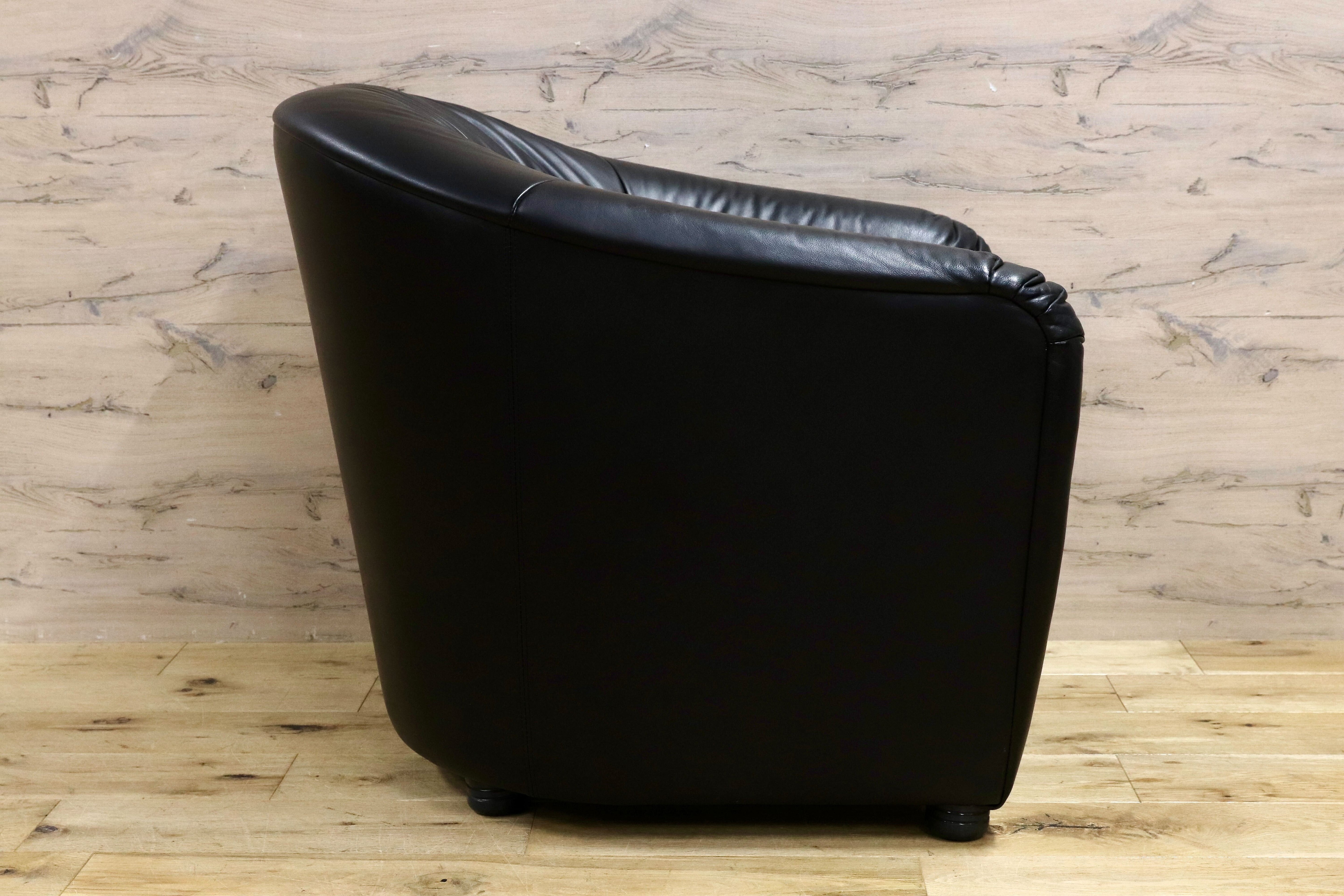 GMHN385B○HUKLA / フクラ 1人掛けソファ ラウンジチェア パーソナルチェア 黒 総革 IDC大塚家具 デザイナーズ ドイツ 約23万