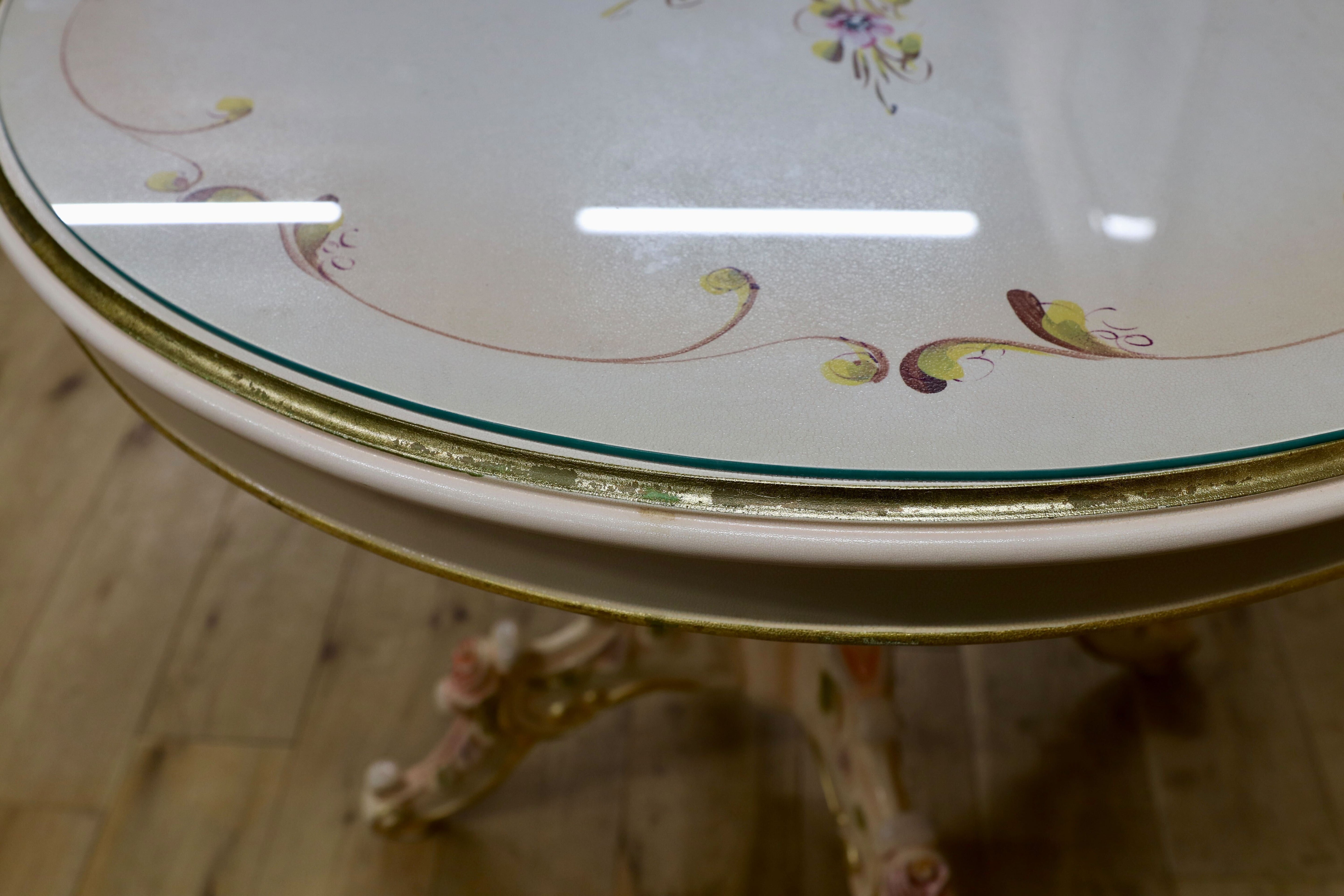 GMIS419○イタリア製 ロココ調 クラシック ダイニングテーブル 食卓テーブル 円卓 姫家具 エレガント アンティーク調 定価約35万