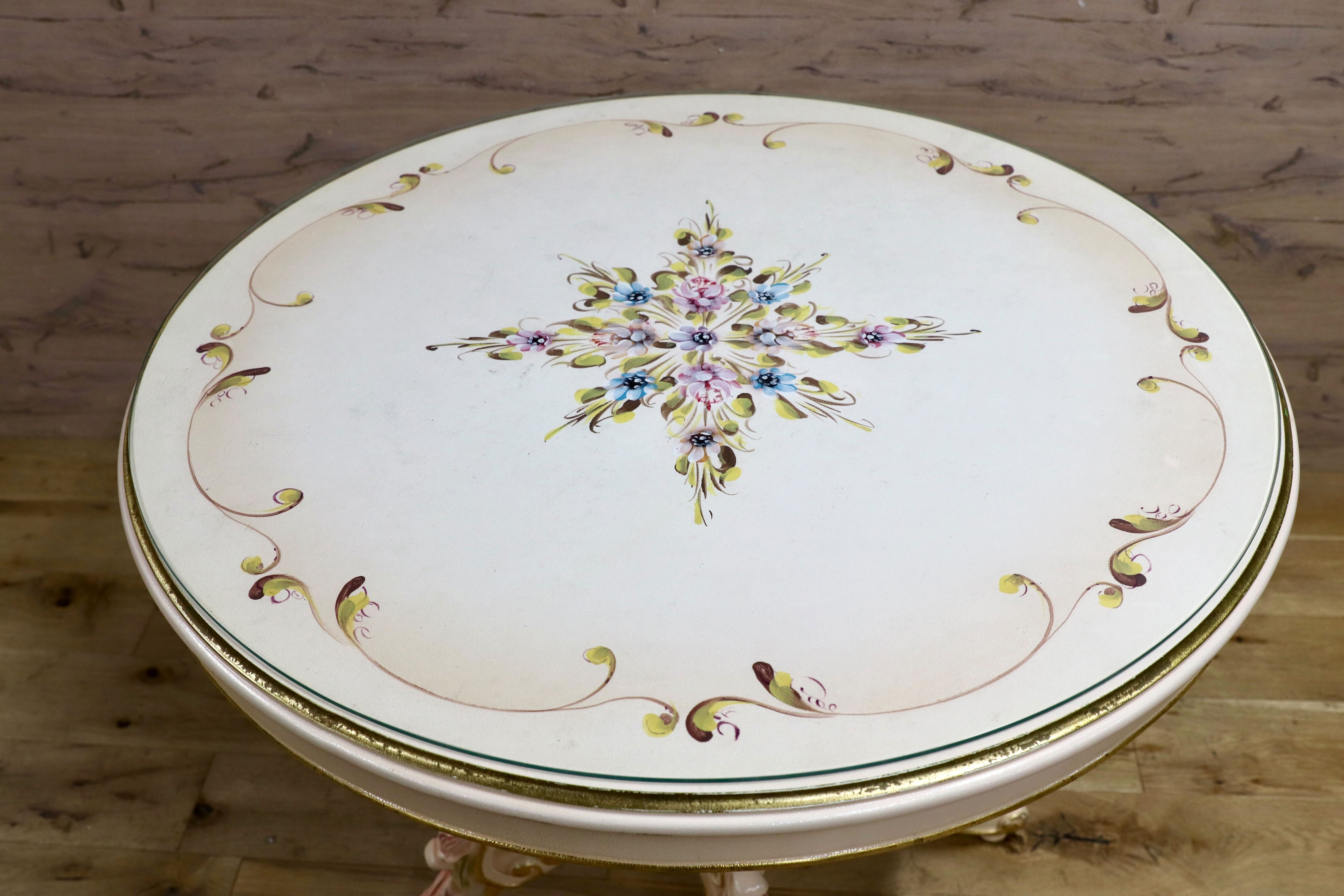 GMIS419○イタリア製 ロココ調 クラシック ダイニングテーブル 食卓テーブル 円卓 姫家具 エレガント アンティーク調 定価約35万