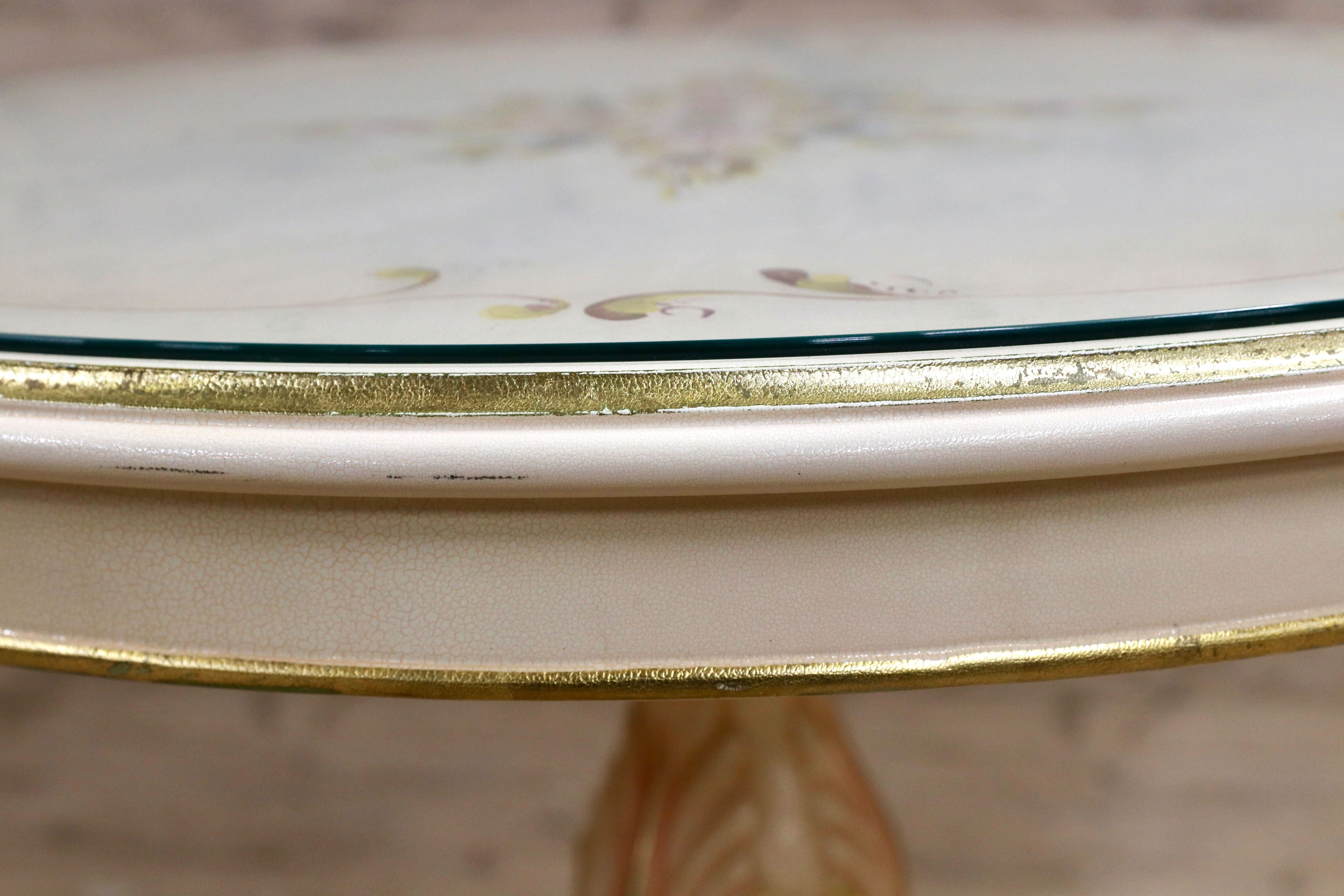 GMIS419○イタリア製 ロココ調 クラシック ダイニングテーブル 食卓テーブル 円卓 姫家具 エレガント アンティーク調 定価約35万