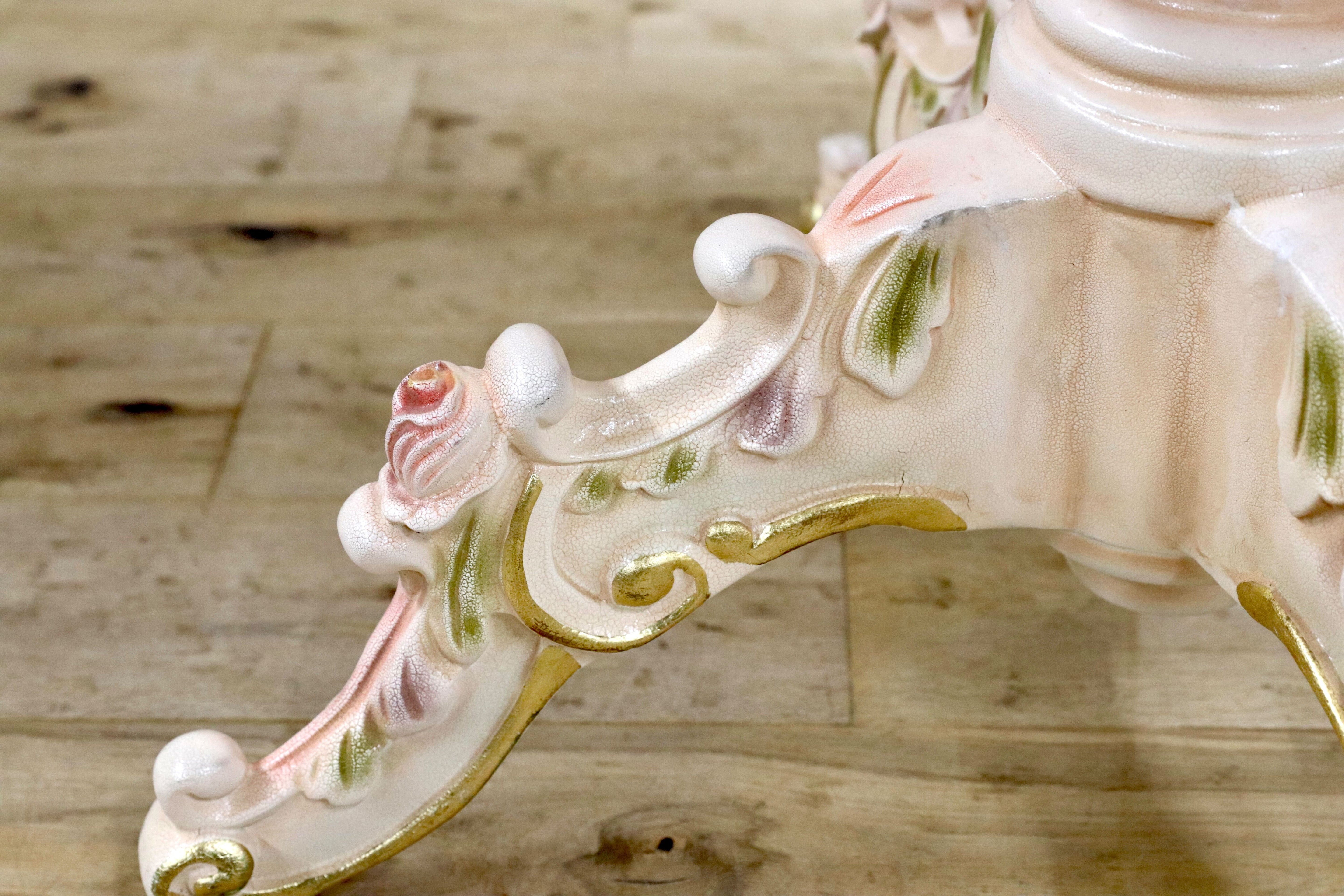 GMIS419○イタリア製 ロココ調 クラシック ダイニングテーブル 食卓テーブル 円卓 姫家具 エレガント アンティーク調 定価約35万