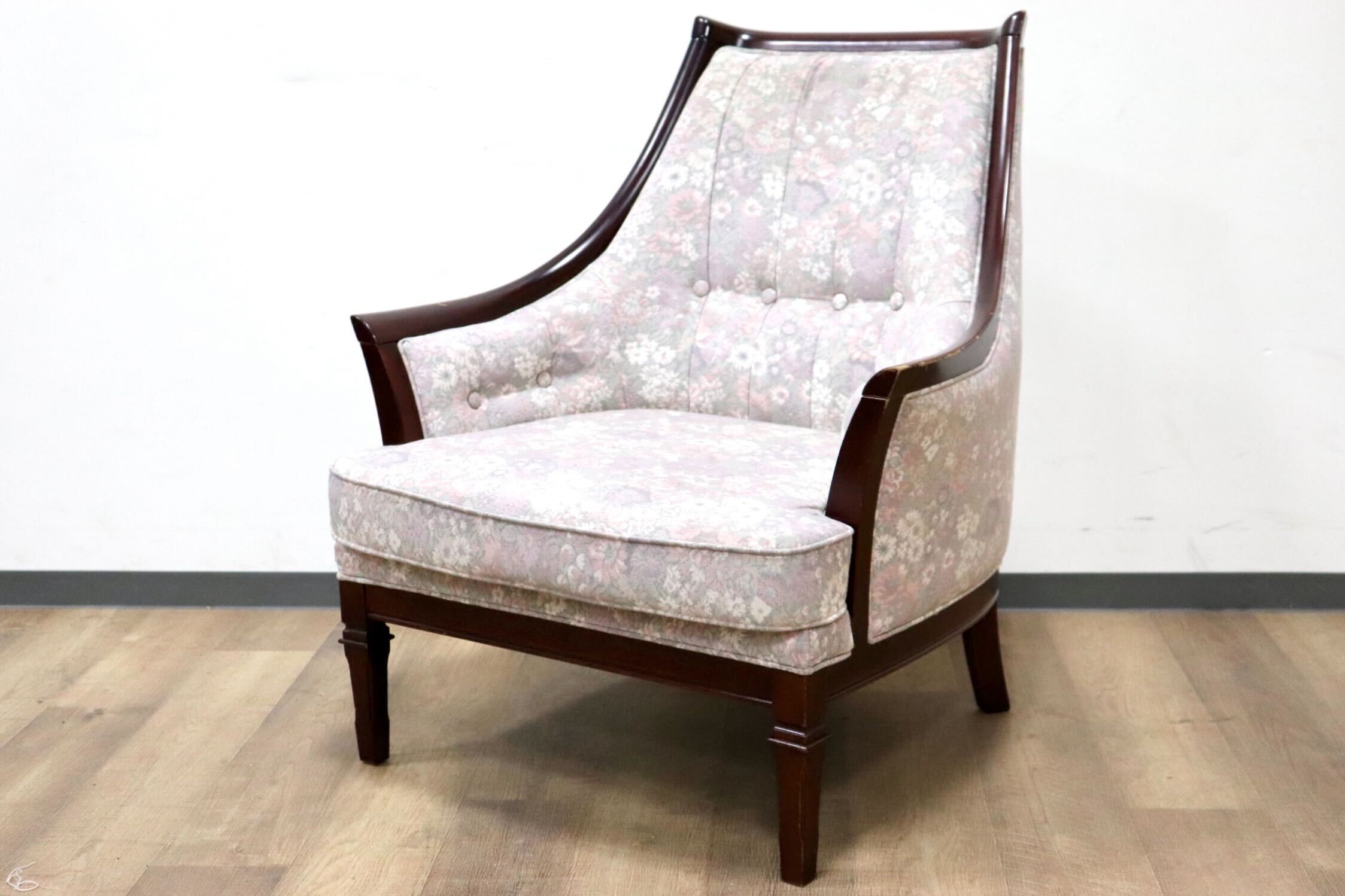 GMHS60E○maruni / マルニ 地中海 サランテ 1人掛けソファ シングルソファ アームソファ ファブリック 花柄 応接 エレガント 定価約18万