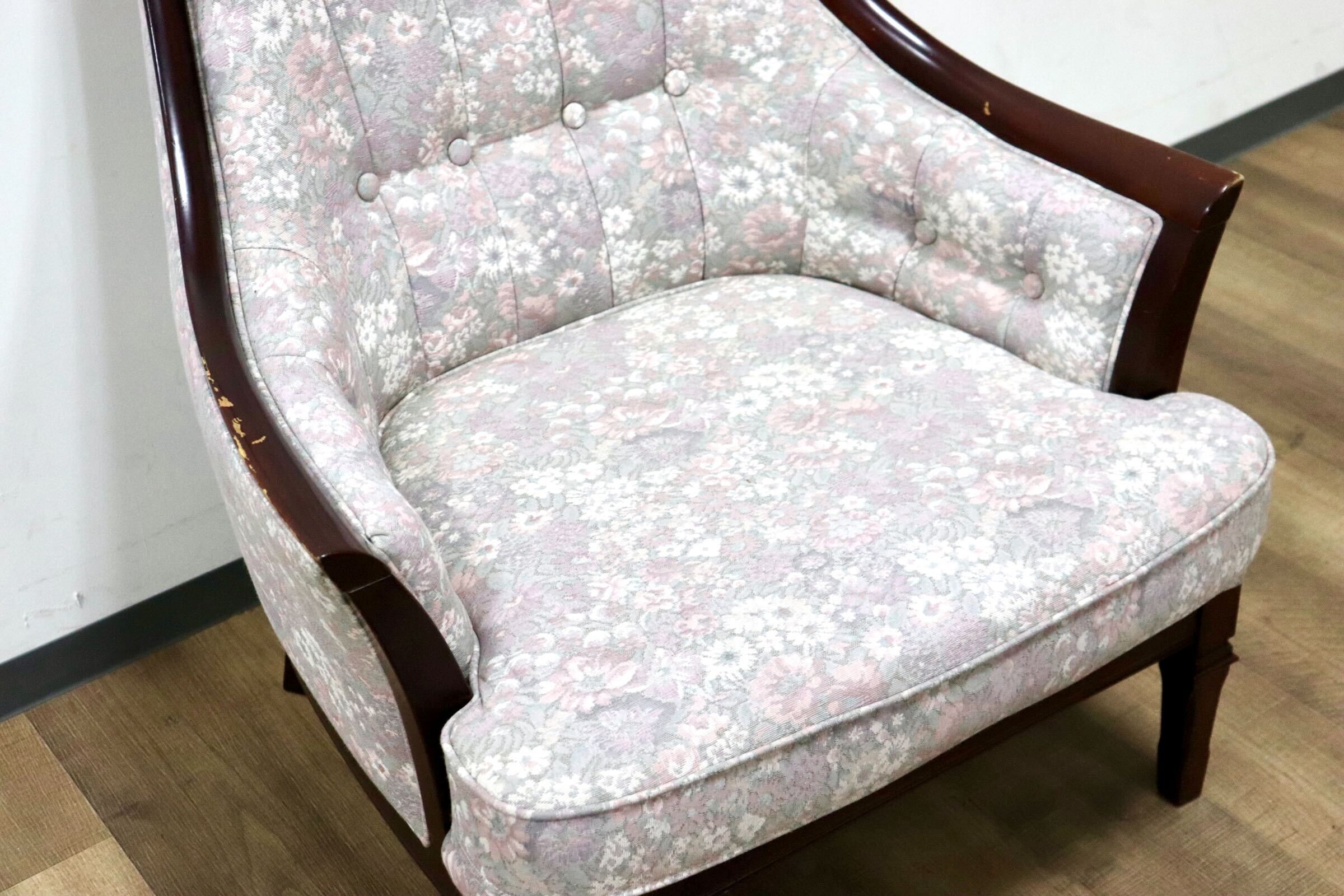 GMHS60E○maruni / マルニ 地中海 サランテ 1人掛けソファ シングルソファ アームソファ ファブリック 花柄 応接 エレガント 定価約18万