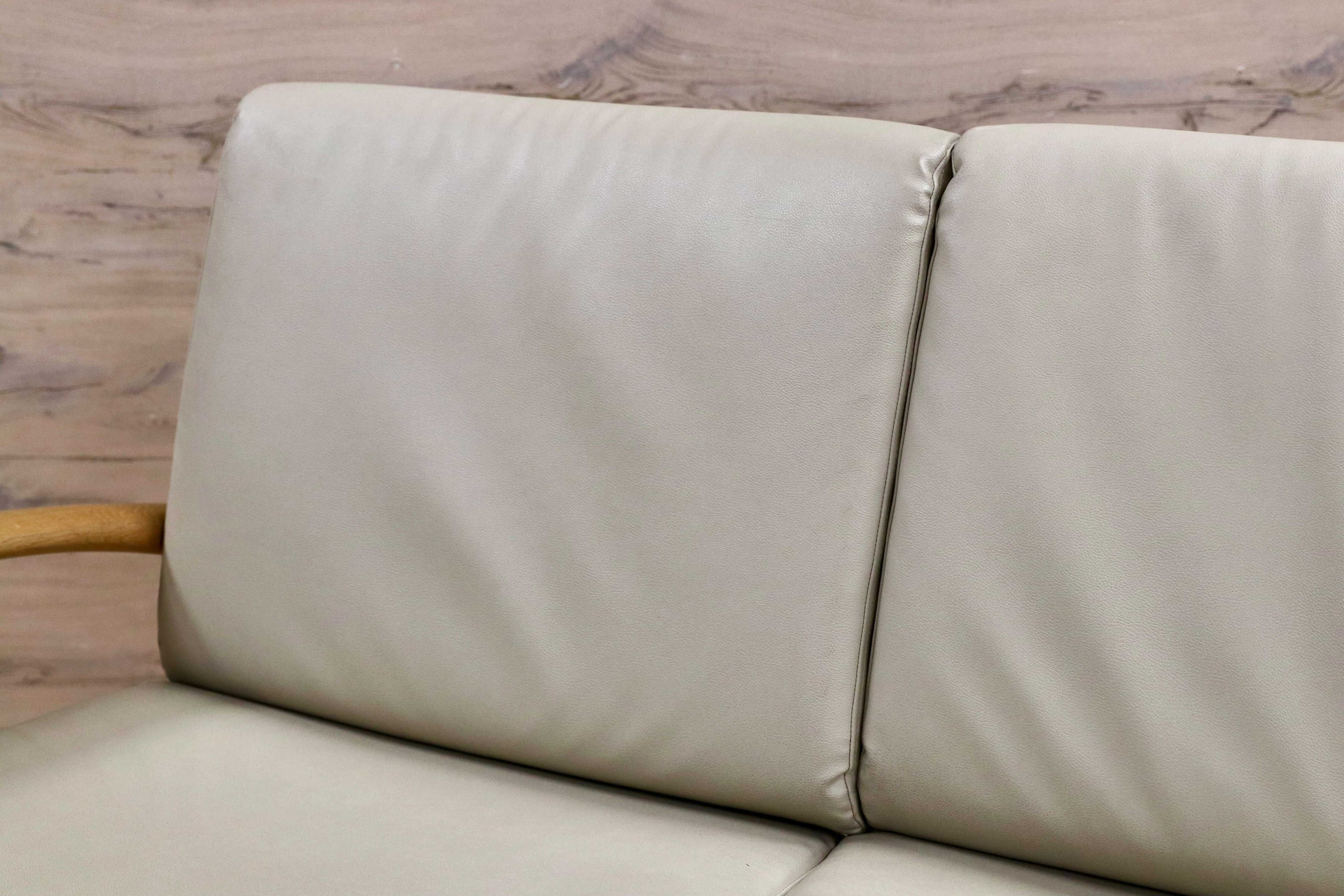 GMIS173○飛騨産業 / HIDA キツツキ CRESCENT クレセント 3人掛けソファ トリプルソファ オーク 佐々木敏光 合皮 約33万