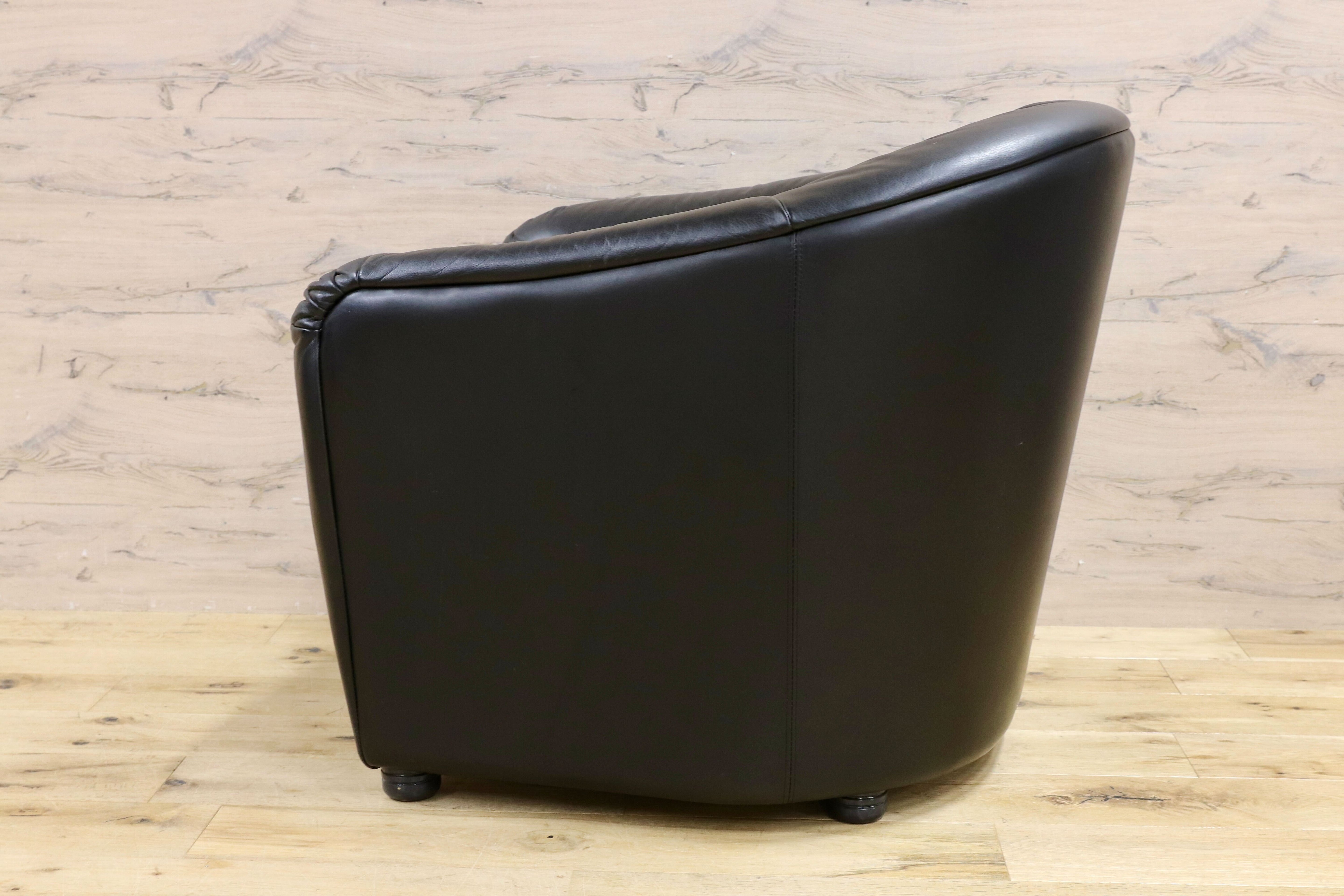 GMHN385C○HUKLA / フクラ 1人掛けソファ ラウンジチェア パーソナルチェア 黒 総革 IDC大塚家具 デザイナーズ ドイツ 約23万