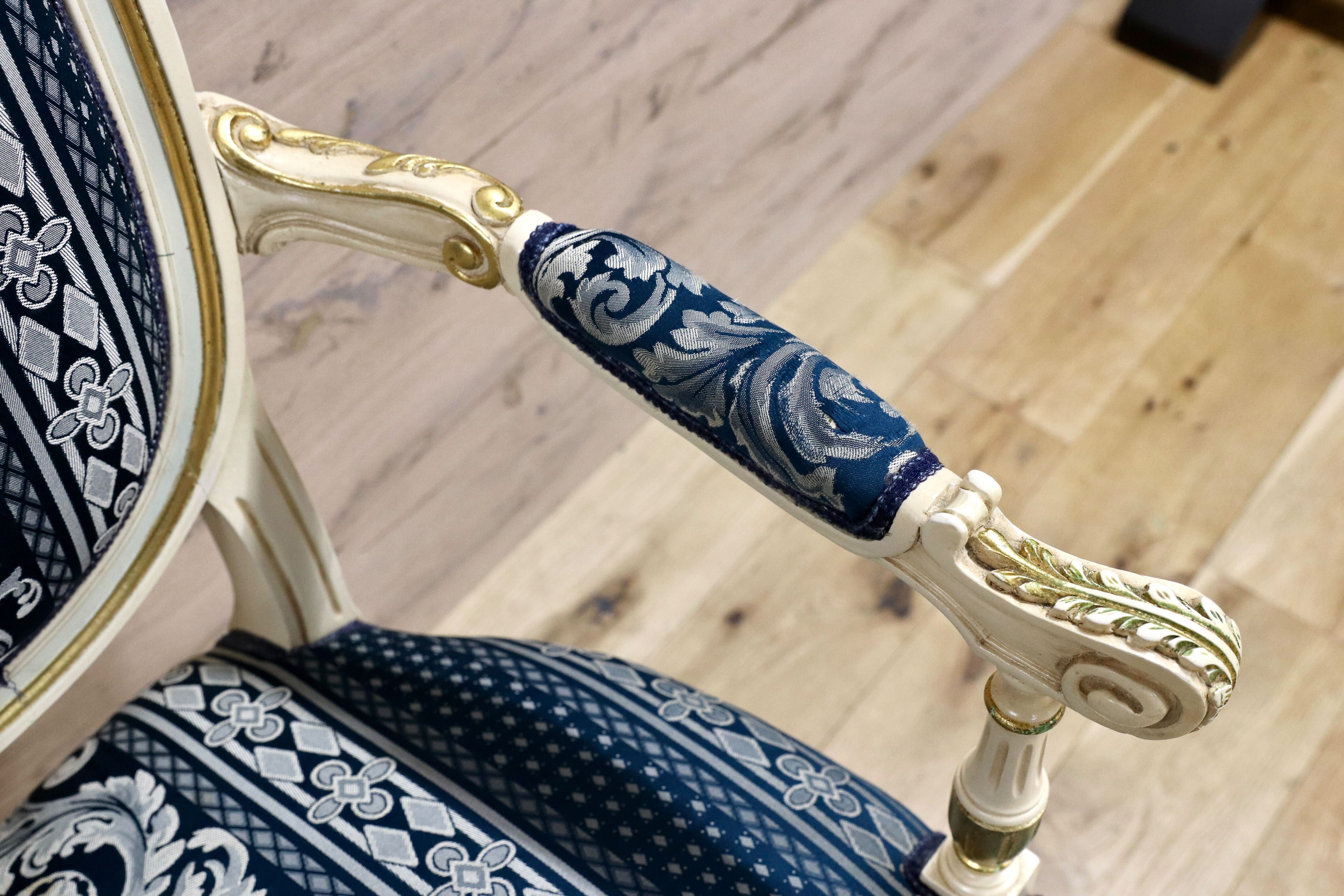 GMGN490B○西洋 アンティーク サロンチェア アームチェア 椅子 クラシック エレガント シャビーシック ロココ調 ヨーロピアン