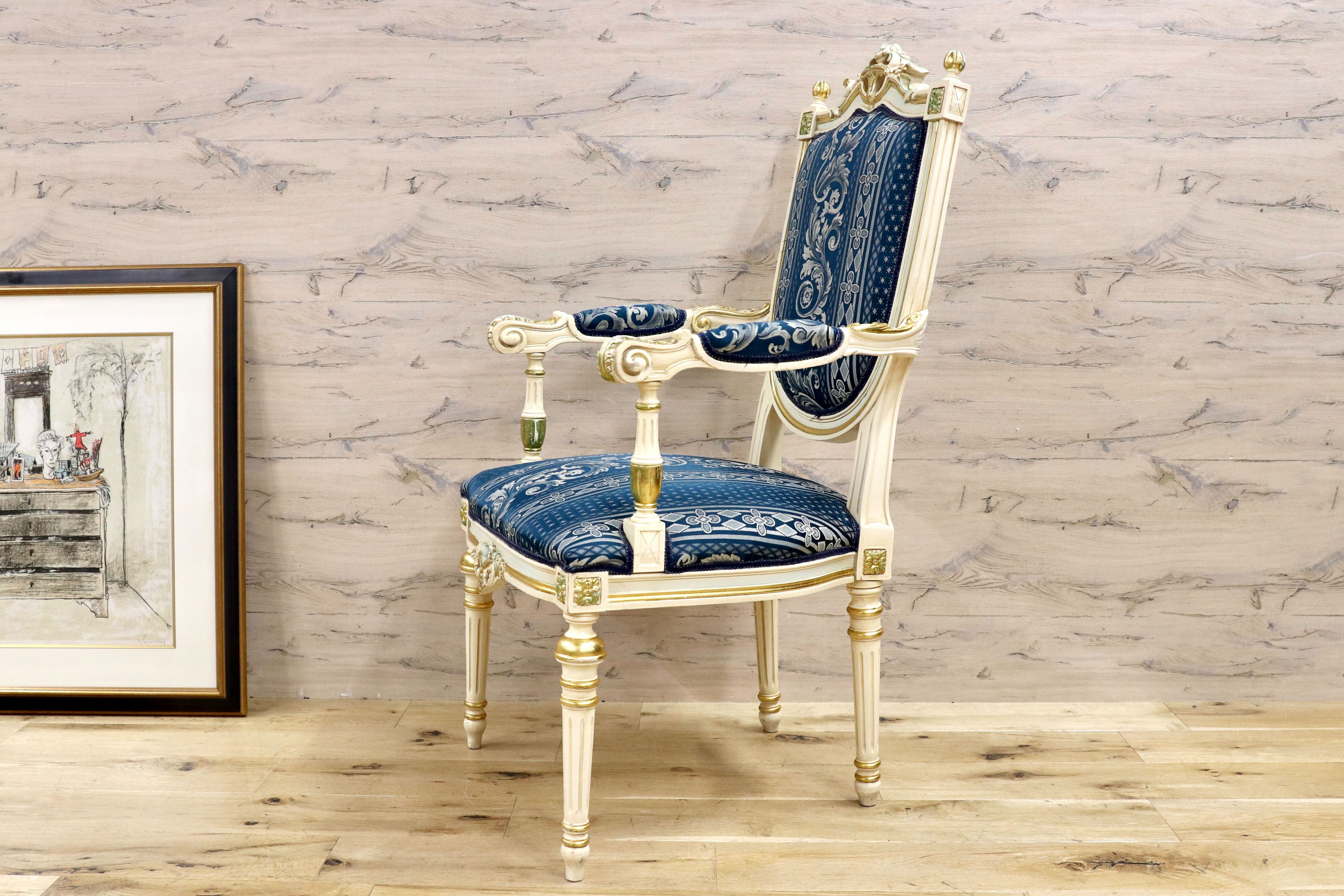 GMGN490B○西洋 アンティーク サロンチェア アームチェア 椅子 クラシック エレガント シャビーシック ロココ調 ヨーロピアン