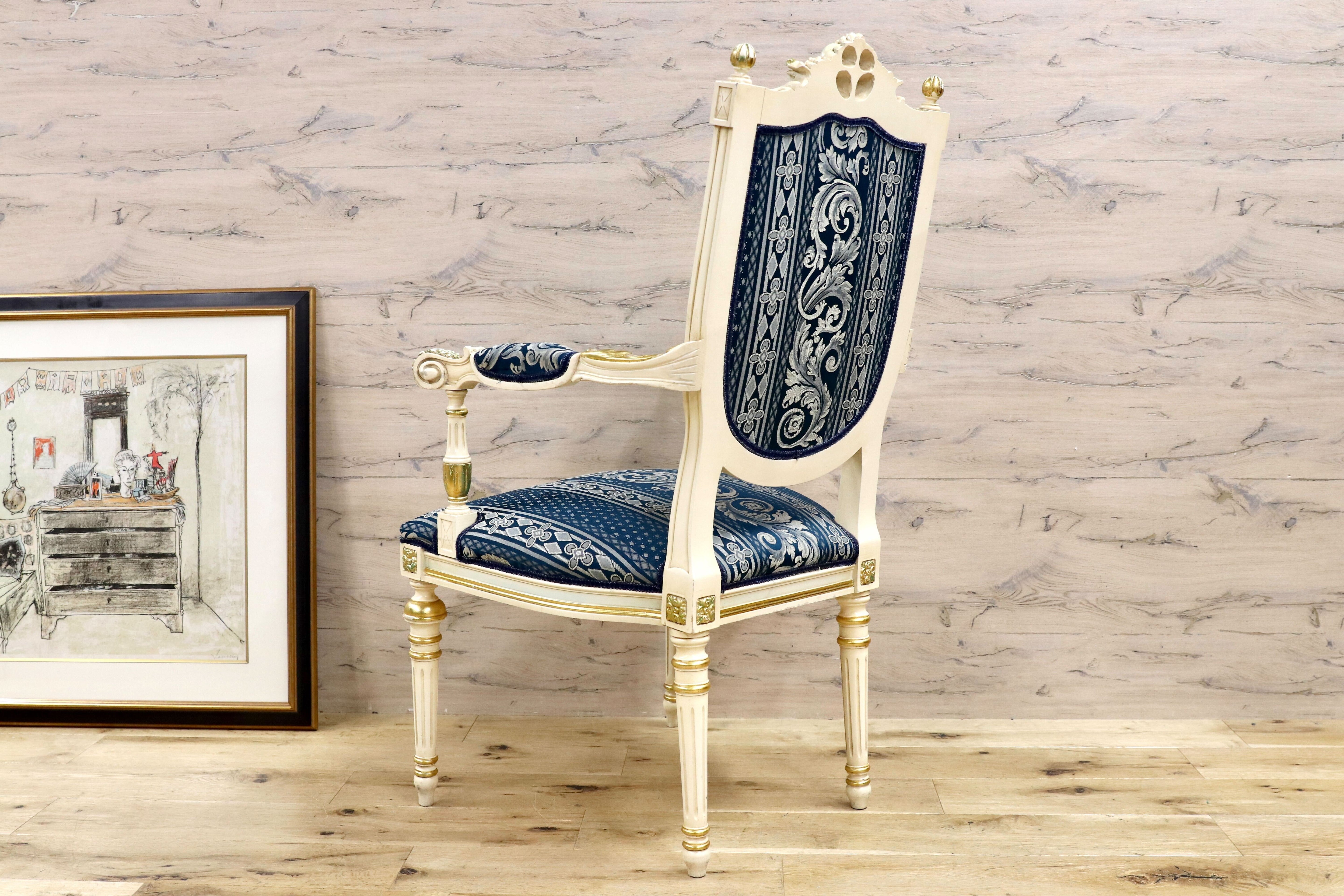 GMGN490B○西洋 アンティーク サロンチェア アームチェア 椅子 クラシック エレガント シャビーシック ロココ調 ヨーロピアン