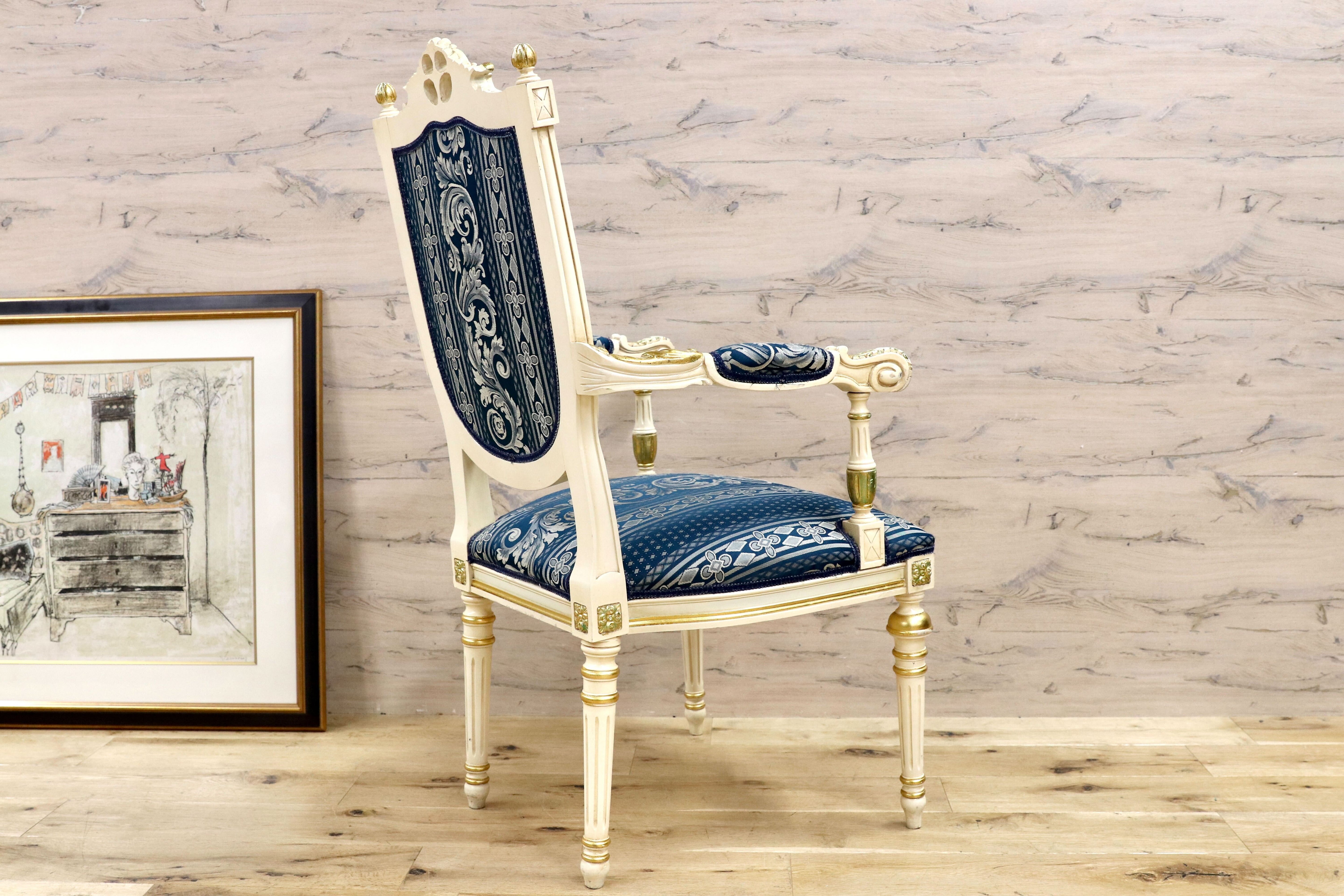 GMGN490B○西洋 アンティーク サロンチェア アームチェア 椅子 クラシック エレガント シャビーシック ロココ調 ヨーロピアン