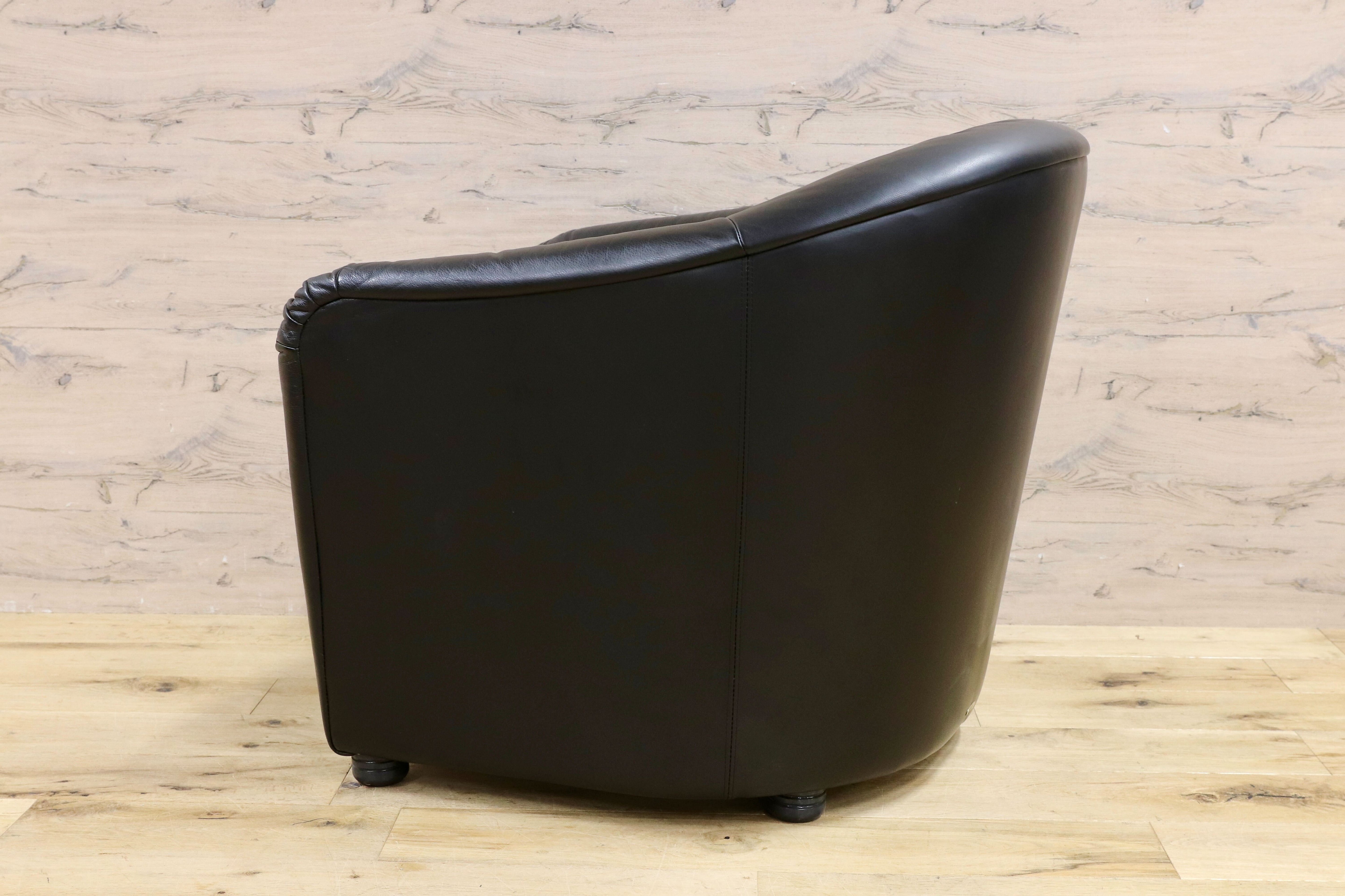 GMHN385D○HUKLA / フクラ 1人掛けソファ ラウンジチェア パーソナルチェア 黒 総革 IDC大塚家具 デザイナーズ ドイツ 約23万